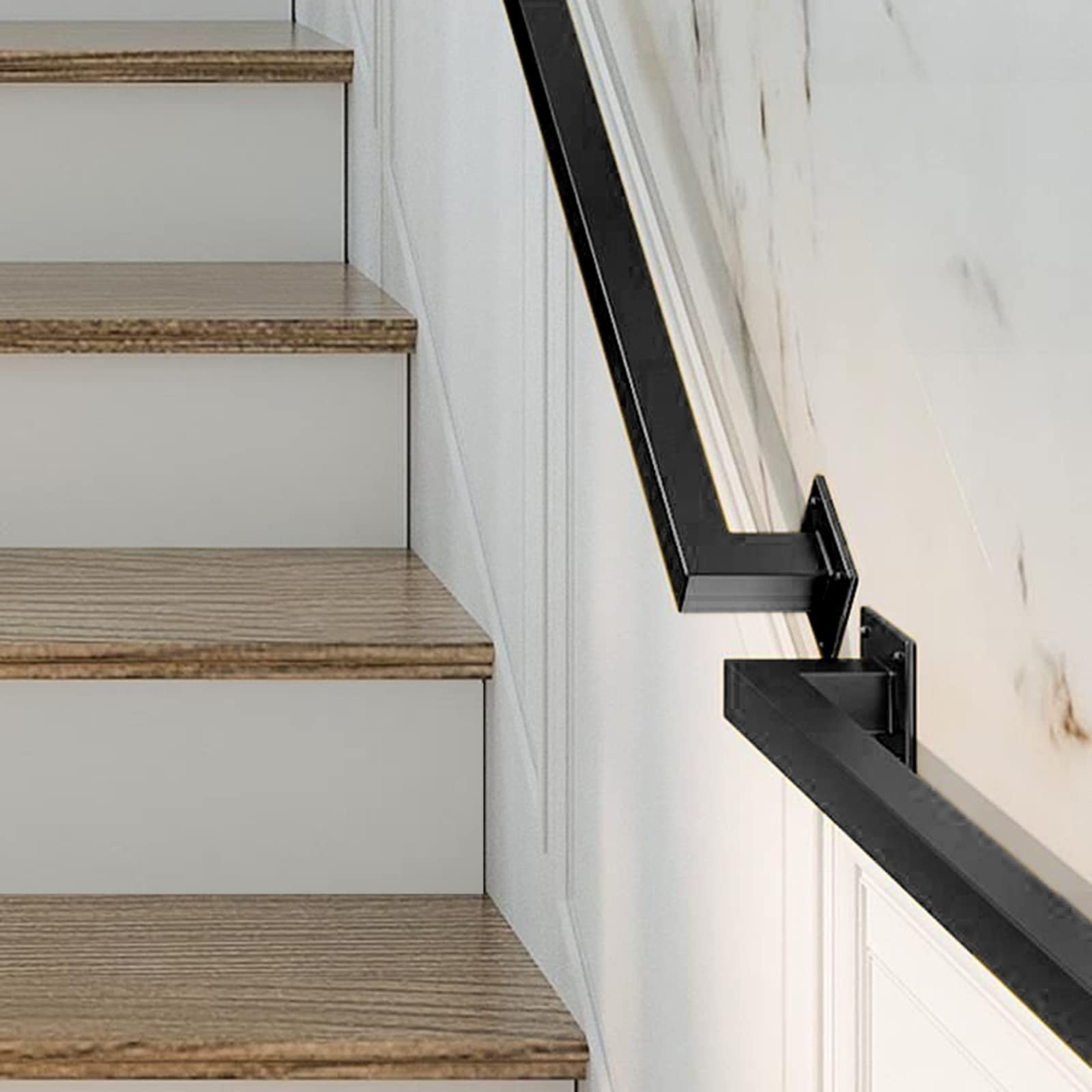 Junefanwei 5Ft Black Iron Hand Railing Sturdy Safety Staircase Handrails Wall