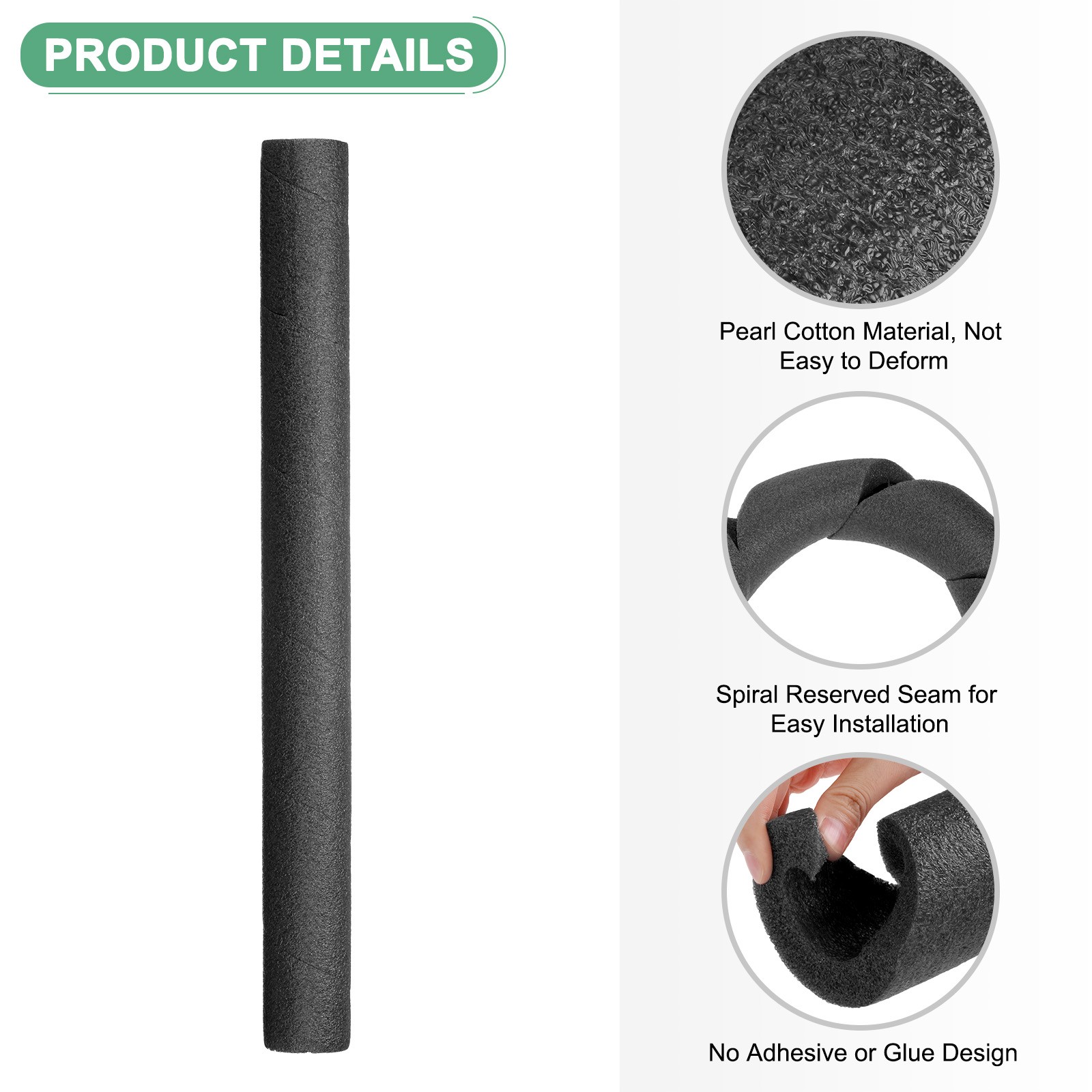 4-Pack Pipe Insulation Foam Tube, 25″ x 2.4″(L x W) Pipe Foam Cover [Black]