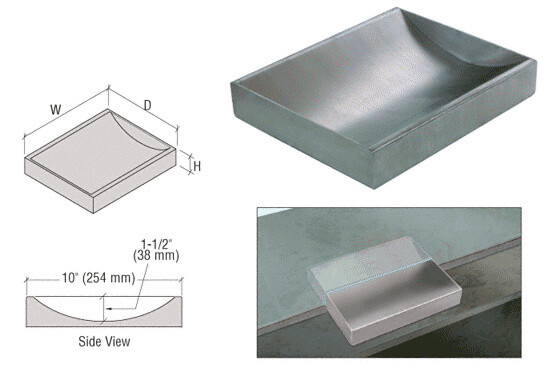 Brushed Stainless Steel 16″ Wide x 10″ Deep x 2″ High Standard Counter Top De