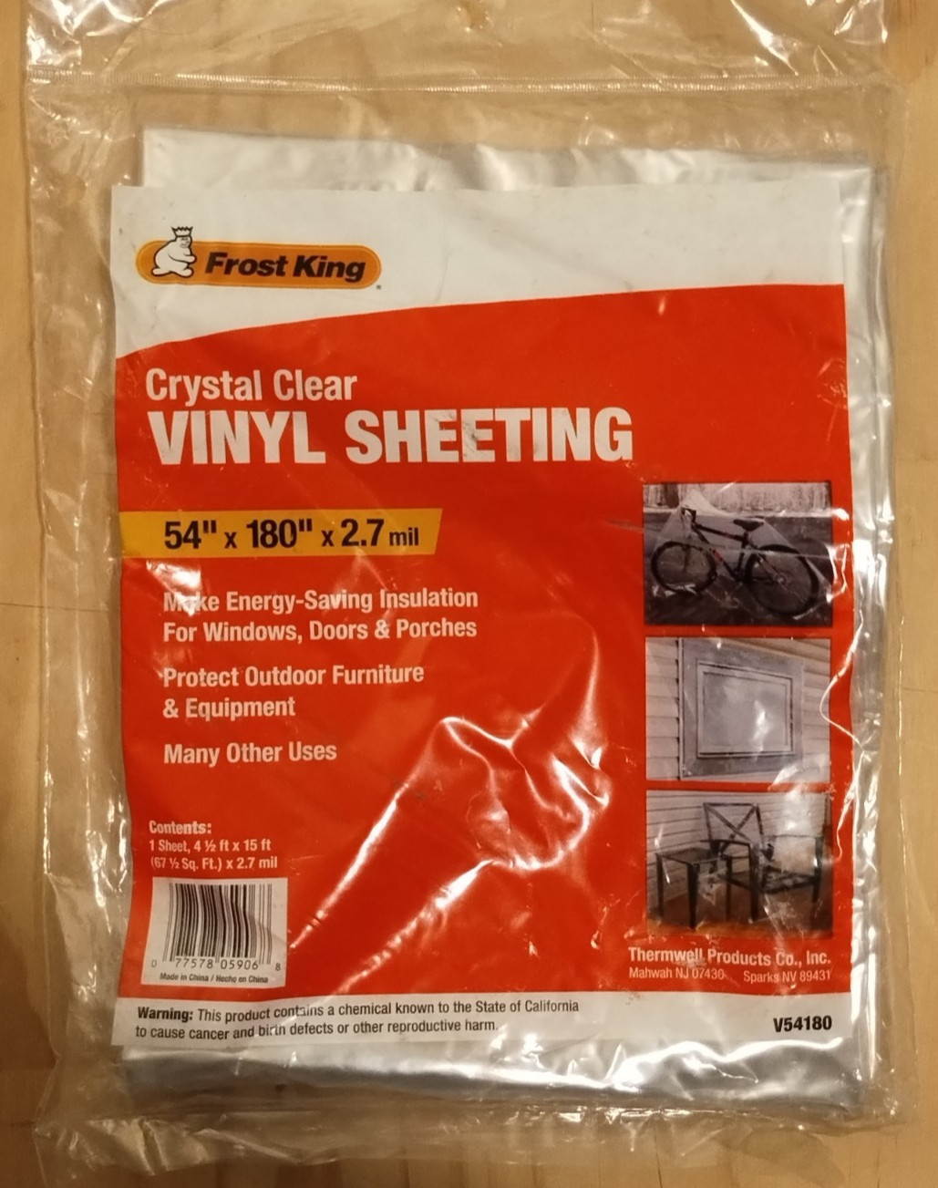 Frost King Crystal Clear Vinyl Sheeting 54″ x 180″ x 2.7 mil