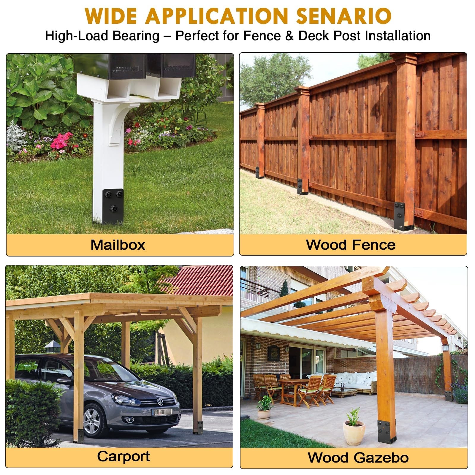 1Pack Heavy-Duty Post Base Anchor Bracket for 4″x4″ Wood Post (Actual Size: 3…
