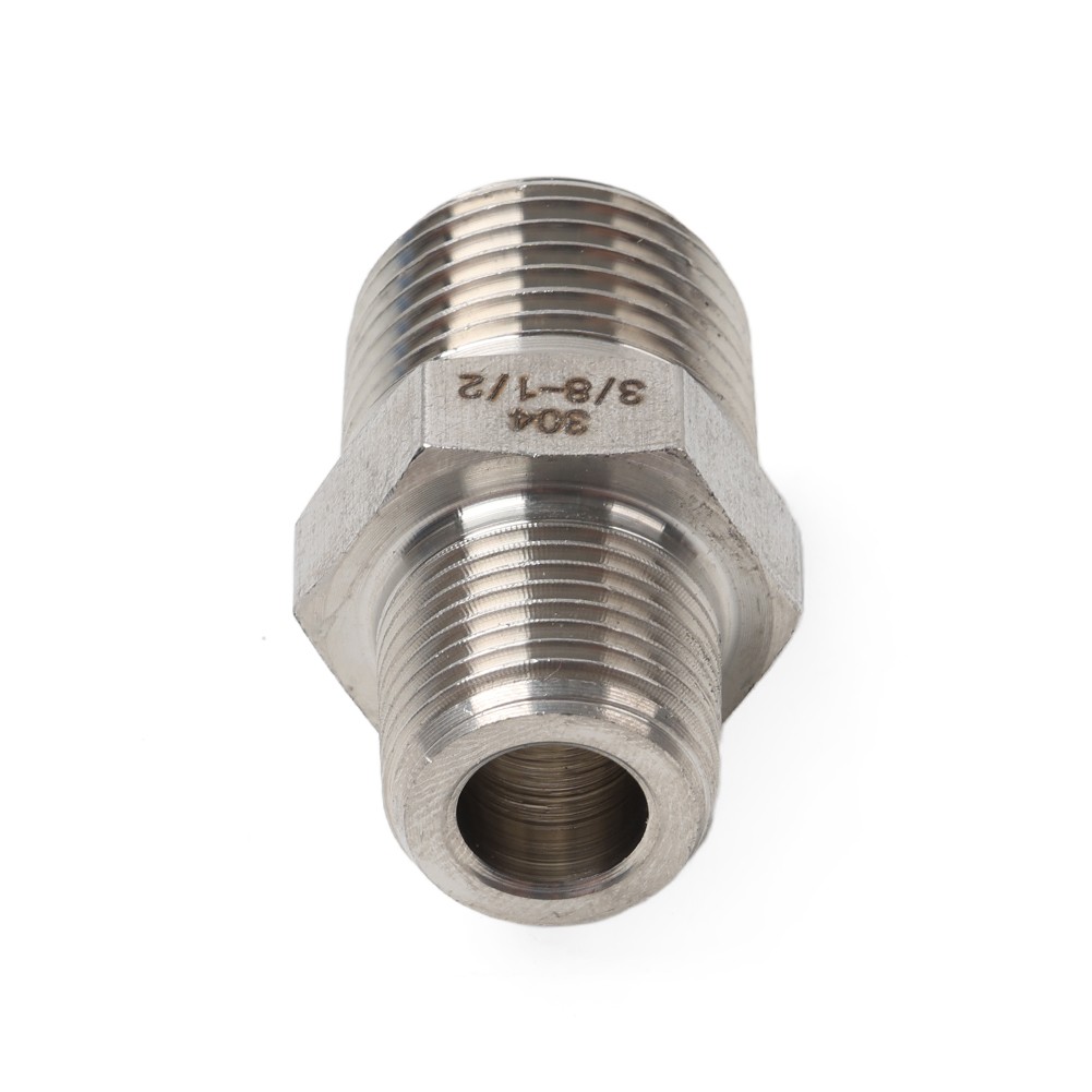 1pc 3/8″ BSPT Male to 1/2″ NPT Male 304 Stainless Hex Nipple Pipe Fitting