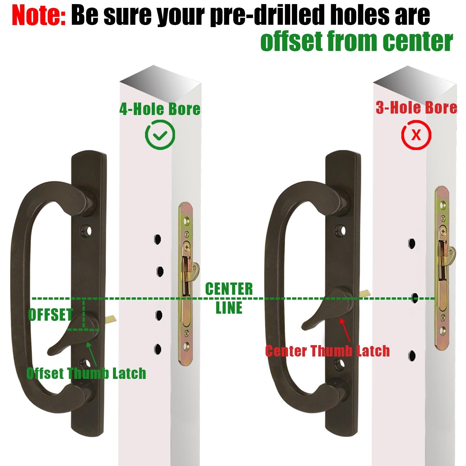 Patio Sliding Glass Door Handle Set with Mortise Lock 45° Keyway, Keyed Off