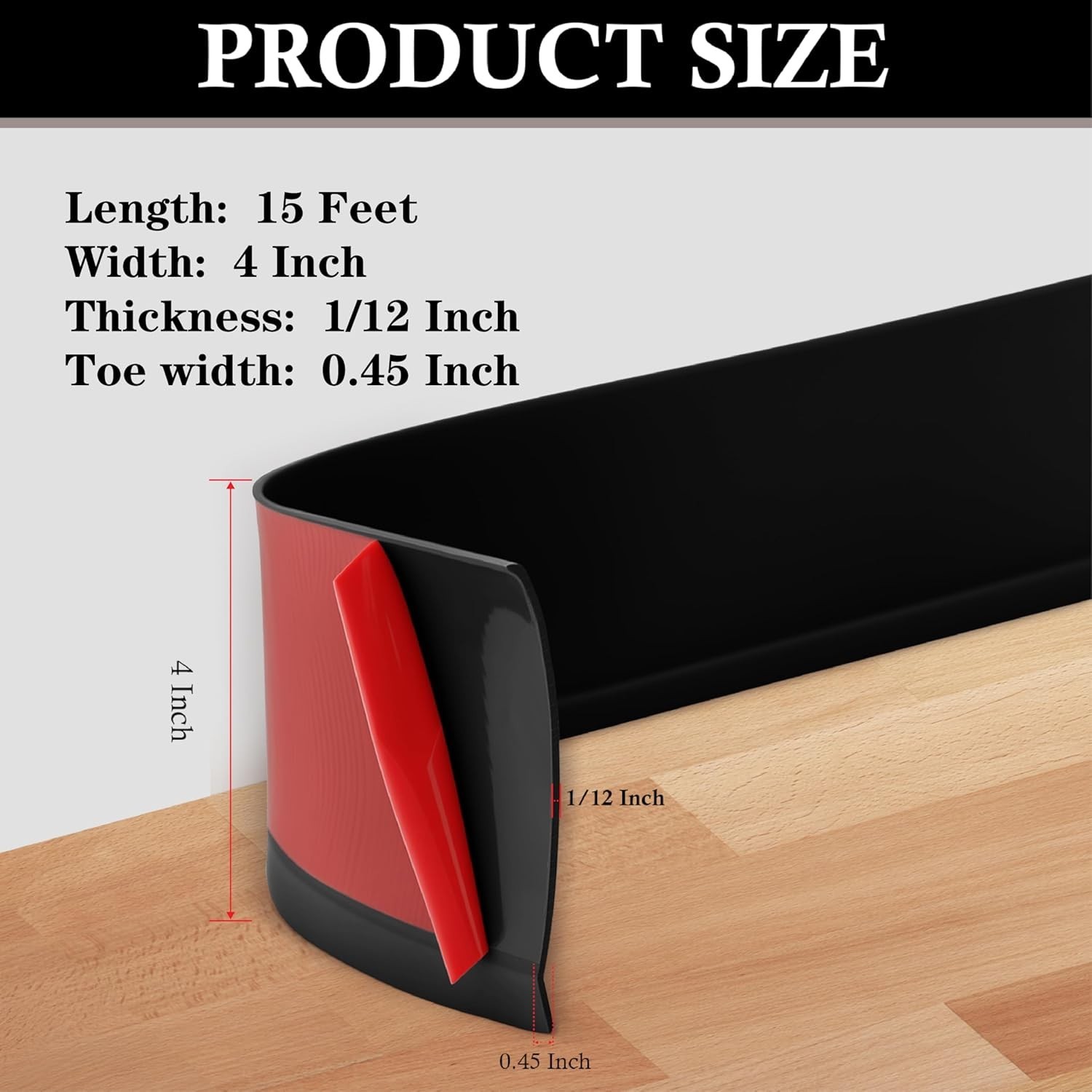 Flexible Baseboard Molding Trim 4″ x 15 ft, 20ft 40ft 50ft 60ft 100ft Self-Ad…