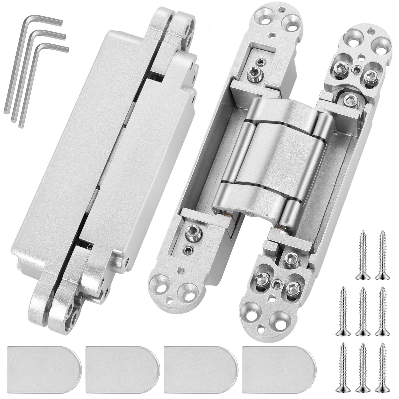 Invisible Door Hinges (2 pcs) -7 Inch Sliver Hidden Hinges for Doors, 3 Way A…