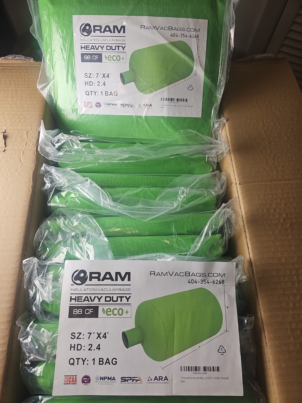 7 PACK~ RAM Insulation Vacuum Bags ~ Heavy Duty ECO + 7’x4′ Holds 88 CF/375 LBS
