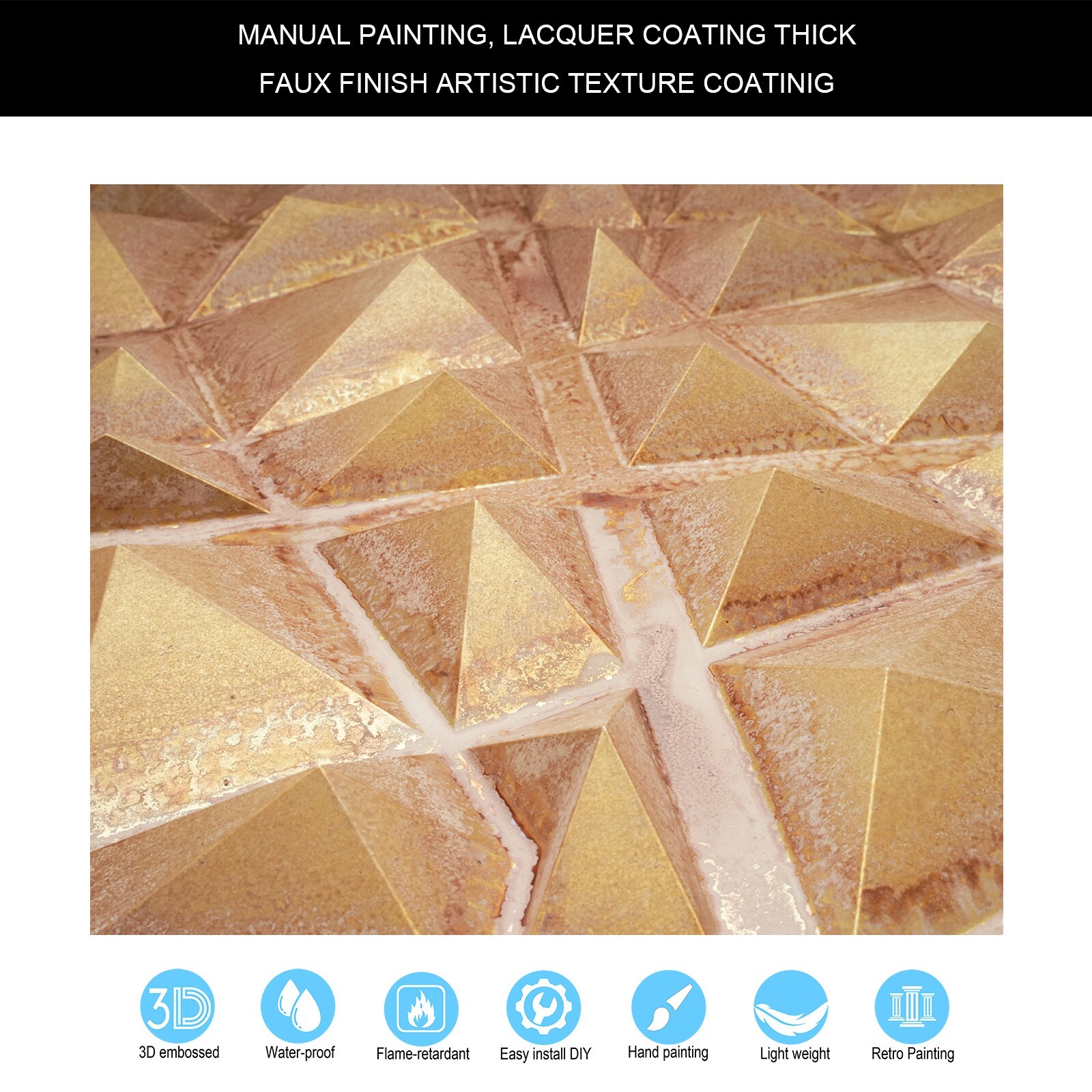 Embossed Ceiling Panels Decorative Walls Tiles PLM101 Vintage brown gold 10Pcs