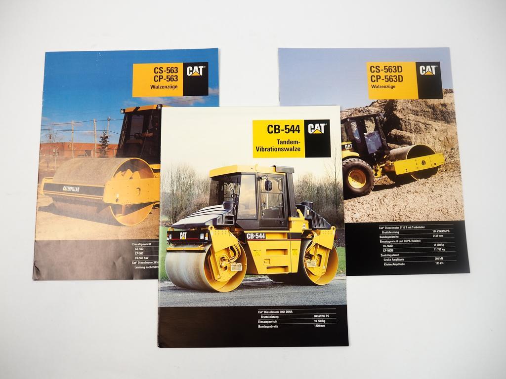 3 Brochures Caterpillar CAT CB544 CS563 CP563 D Rollers 1994/2000