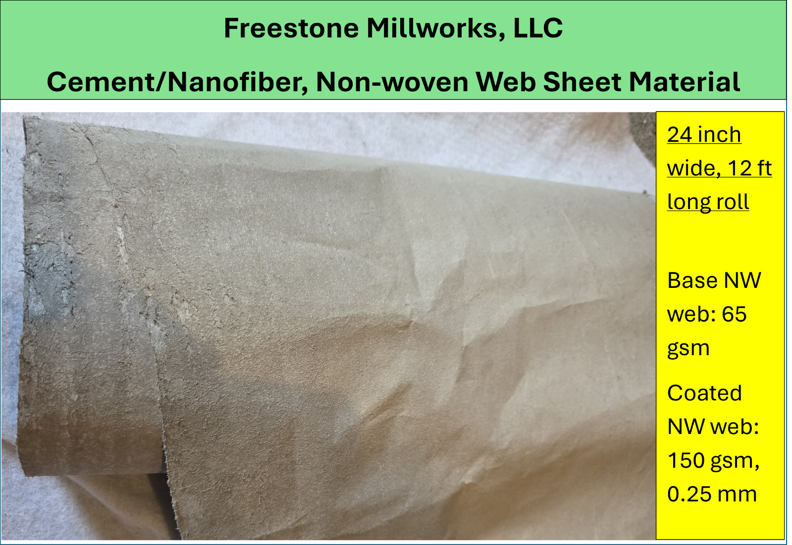 Concrete Repair/Surfacing Material- Cement Coated/Nanofiber Reinforced Fabric