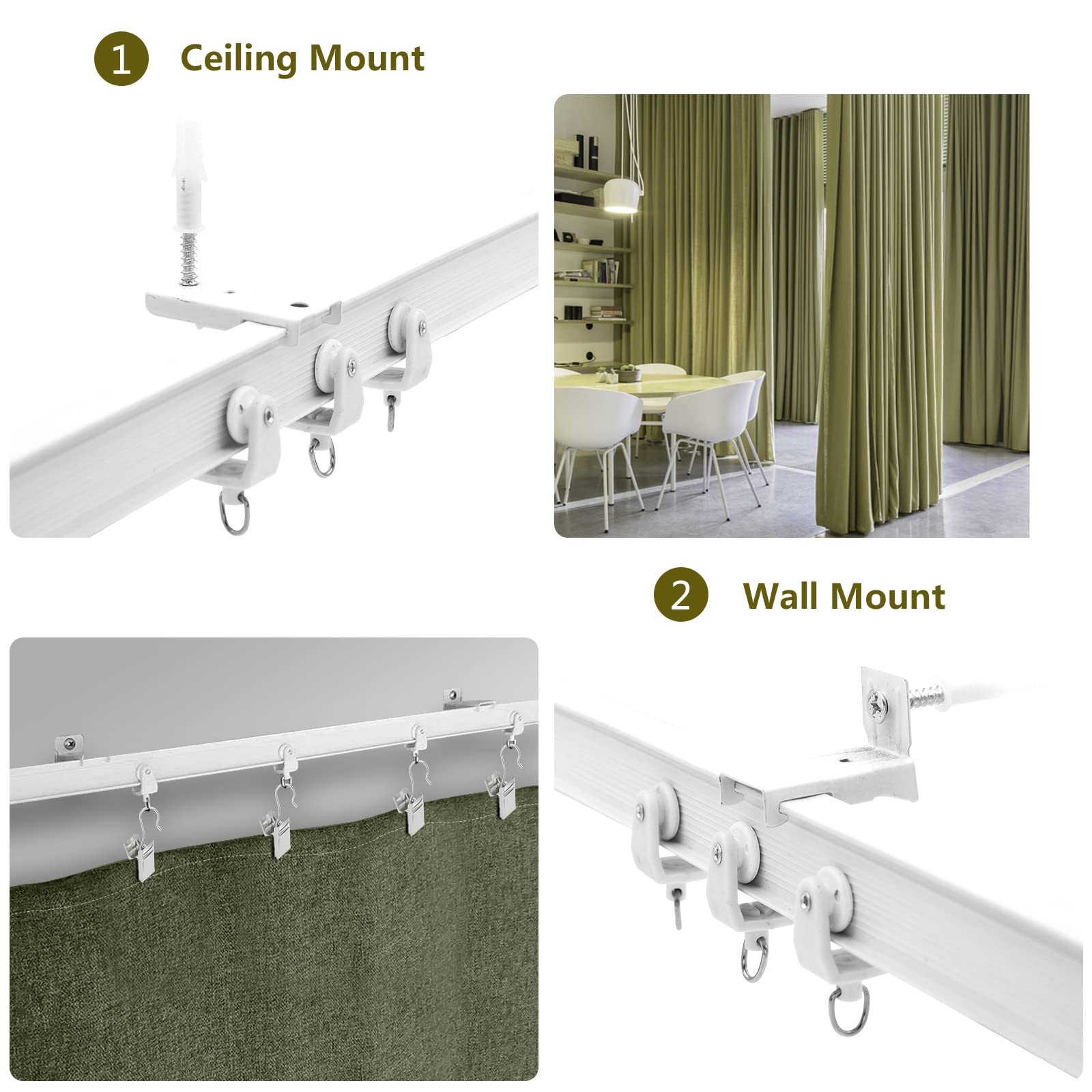 Tokplnu Flexible Bendable Curtain Track Ceiling Wall Mount 14Ft Curved Sliding