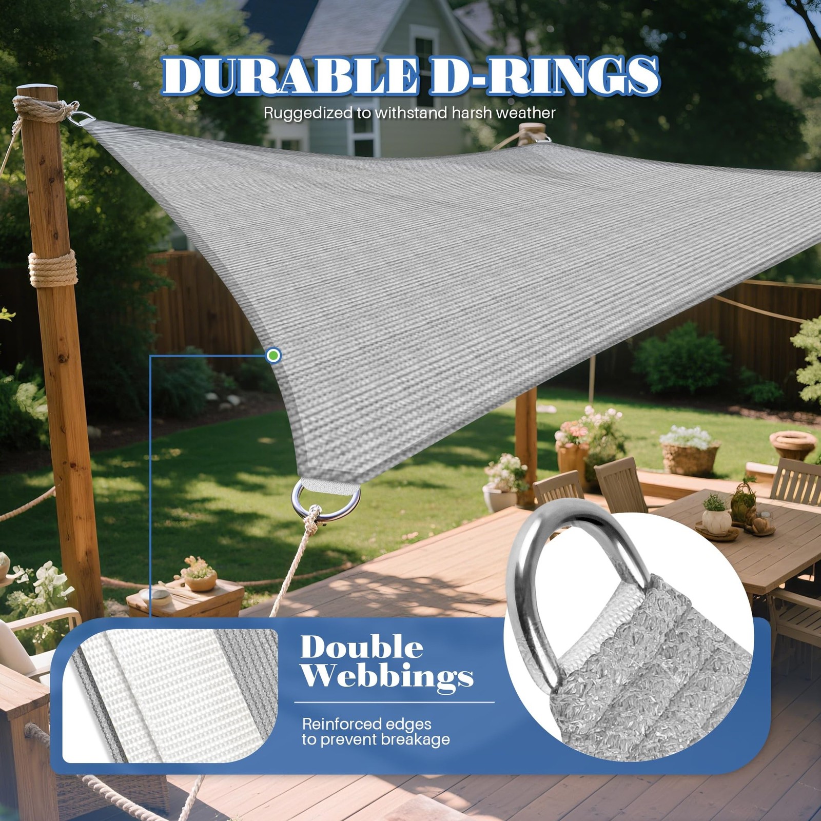 ECOOPTS 8’x8′ HDPE Sun Shade Sail Rectangle Canopy Shades for Outdoor Patio P…
