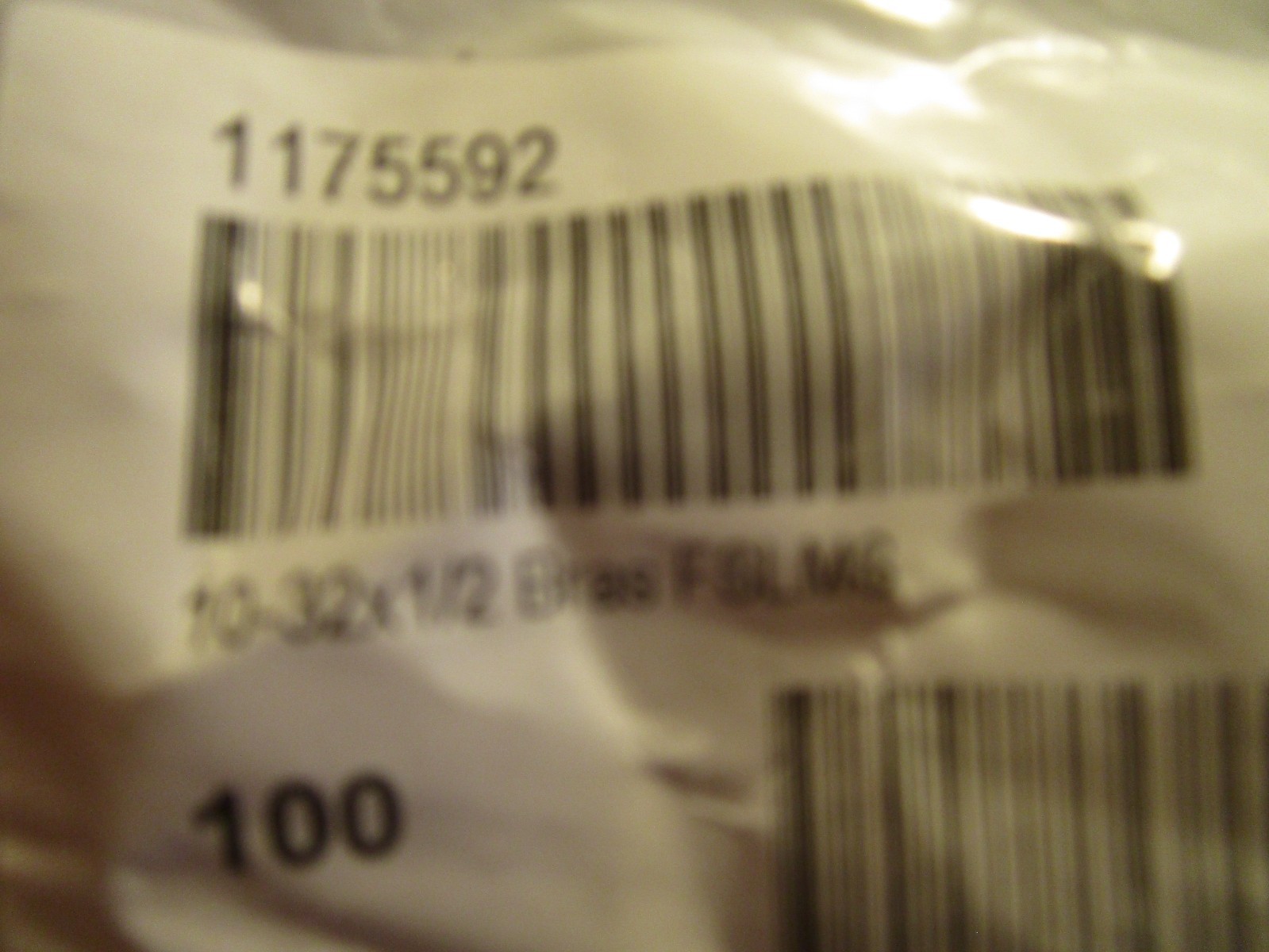 #10-32 x 1/2″ Slotted Drive Flat Head Brass Machine Screw QTY 100