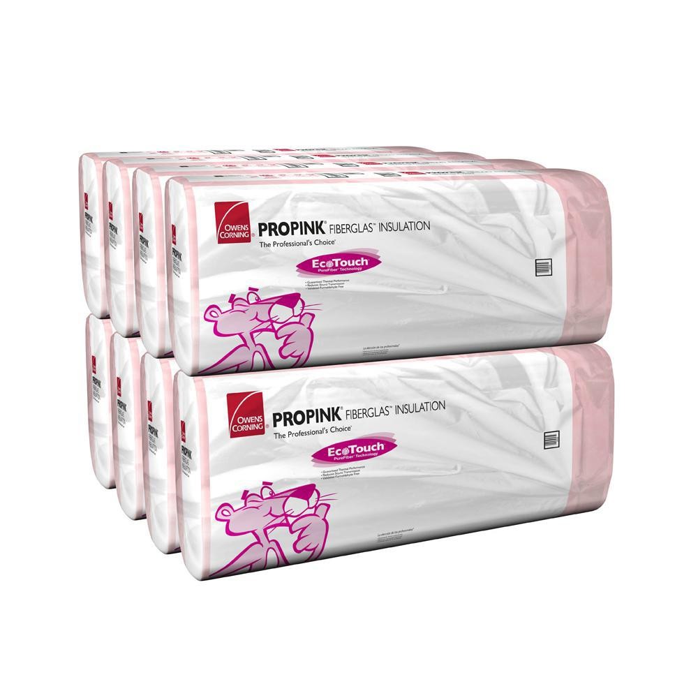 Owens Corning 951 SQFT 8 bags of R19 Unfaced 23 x 93 Fiberglass Fits 2X6