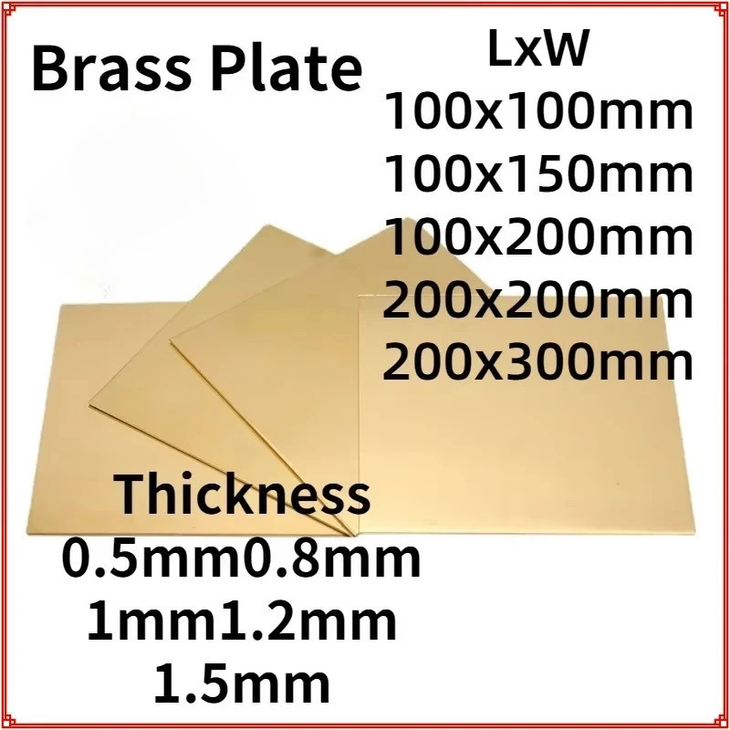 Brass Flat Sheets ,Thick 0.8mm- 4mm Plate 100/200/300mm Square Sheet