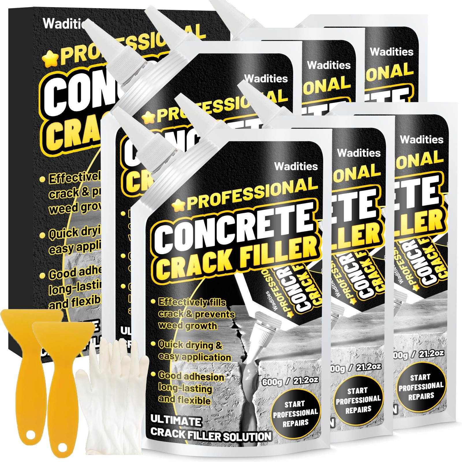 Concrete Crack Filler, 8LB High Elasticity Self Leveling Cement Crack Filler,…