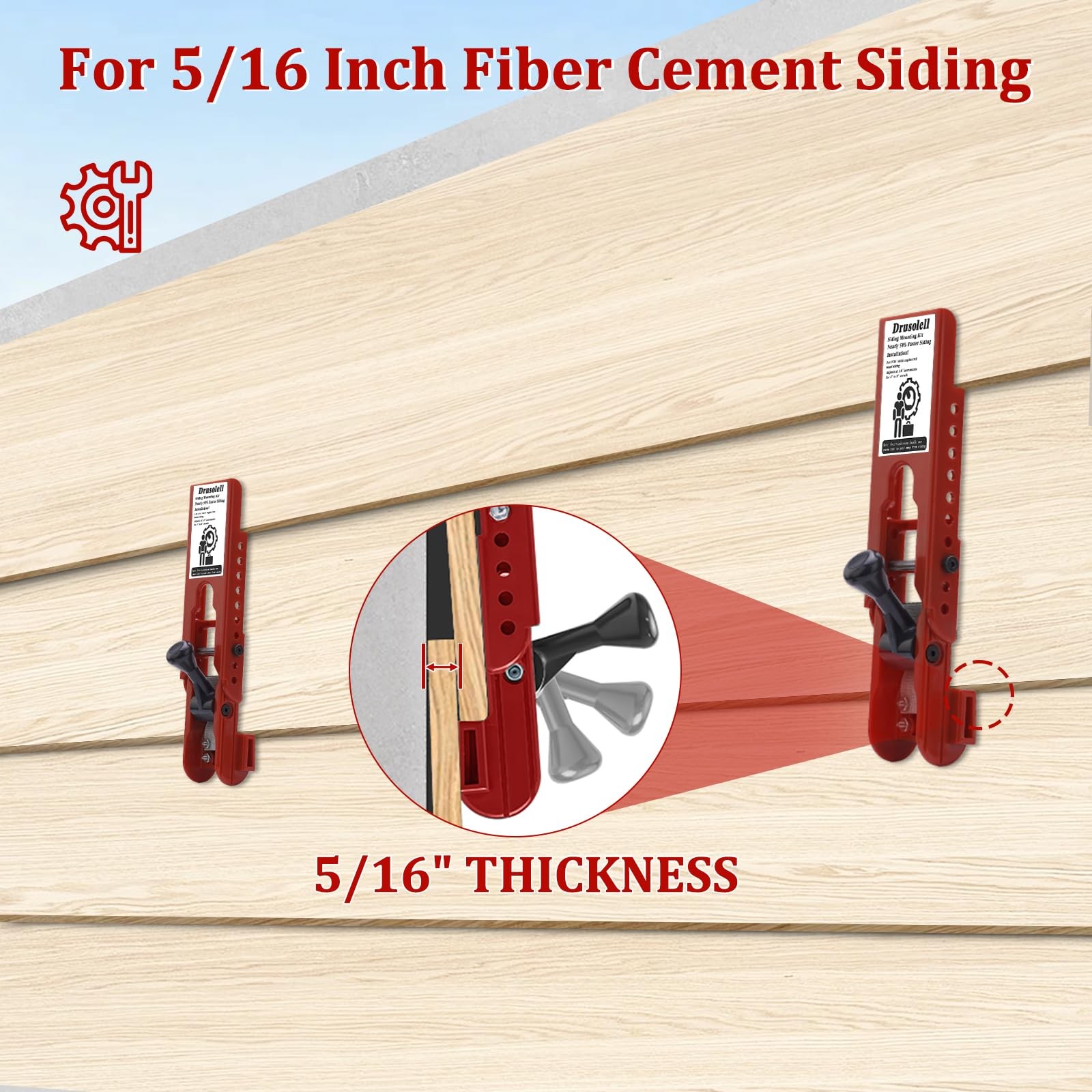Drusolell Siding Installation Tools, Mounting Kit with 5/16 Inch, red