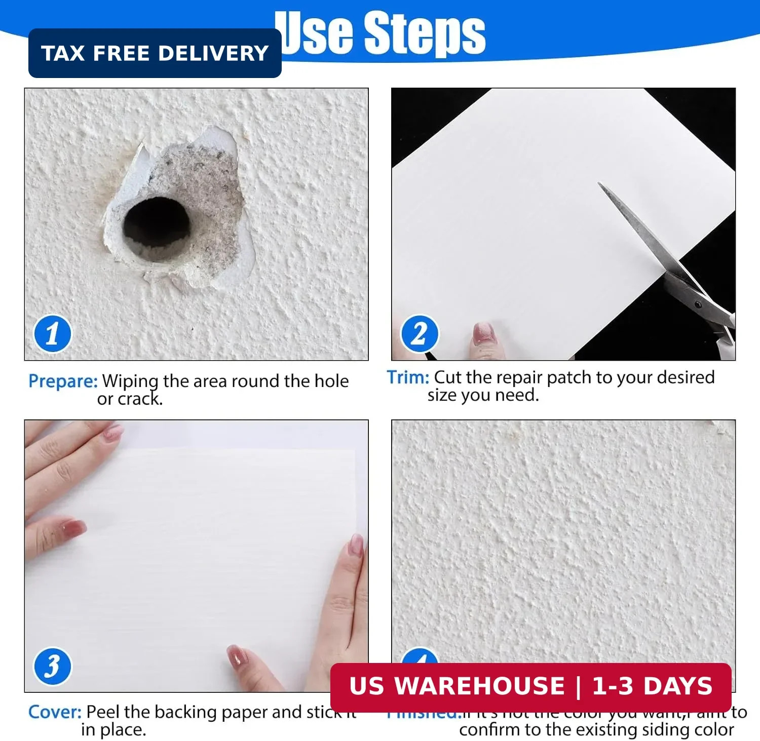 Mudder Vinyl Siding Repair Kit 6 x 8 Inch Vinyl Siding Patch Self Adhesive PVC T