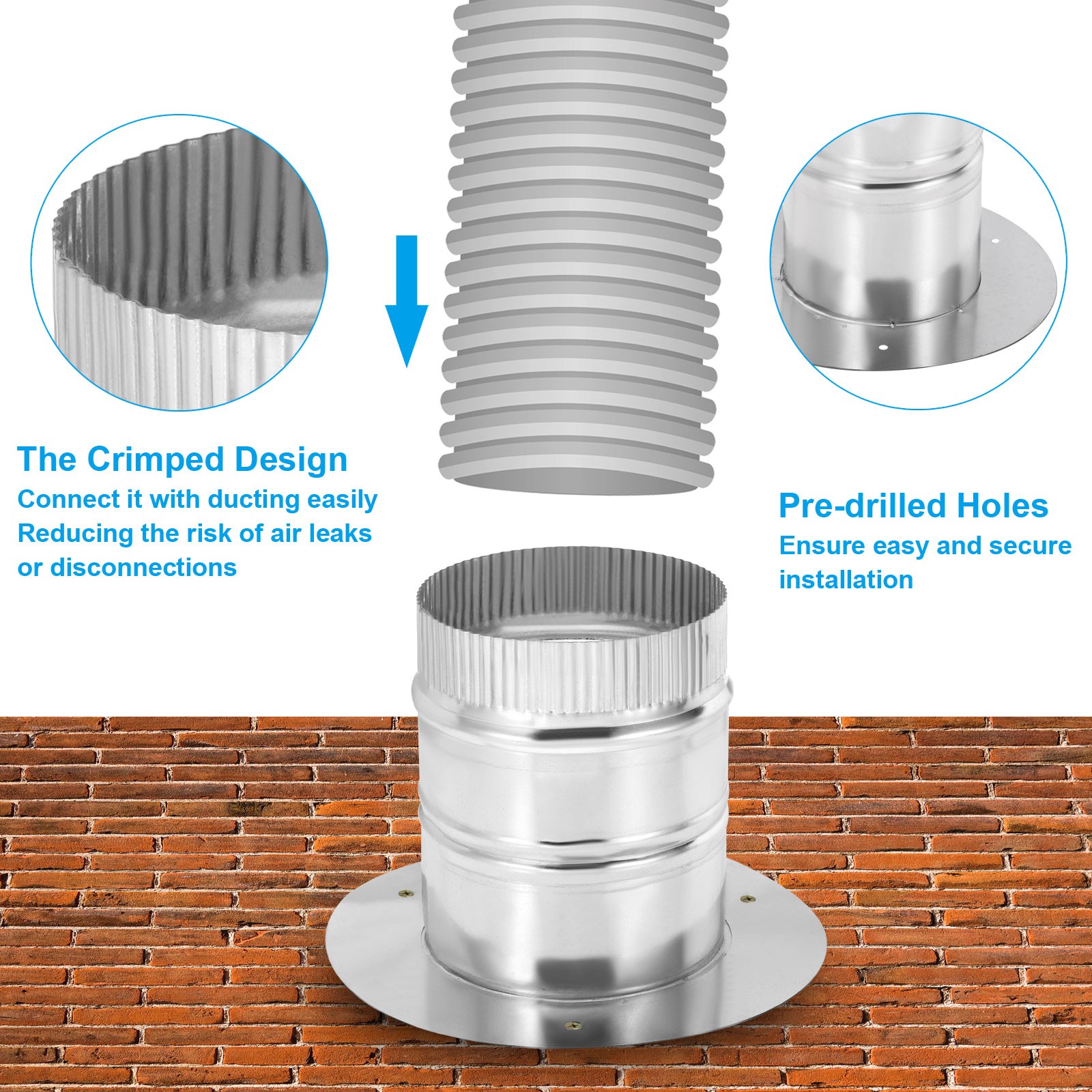 10 Inch Galvanized Steel Round Duct Collar Duct Connector Flange Pipe Collar