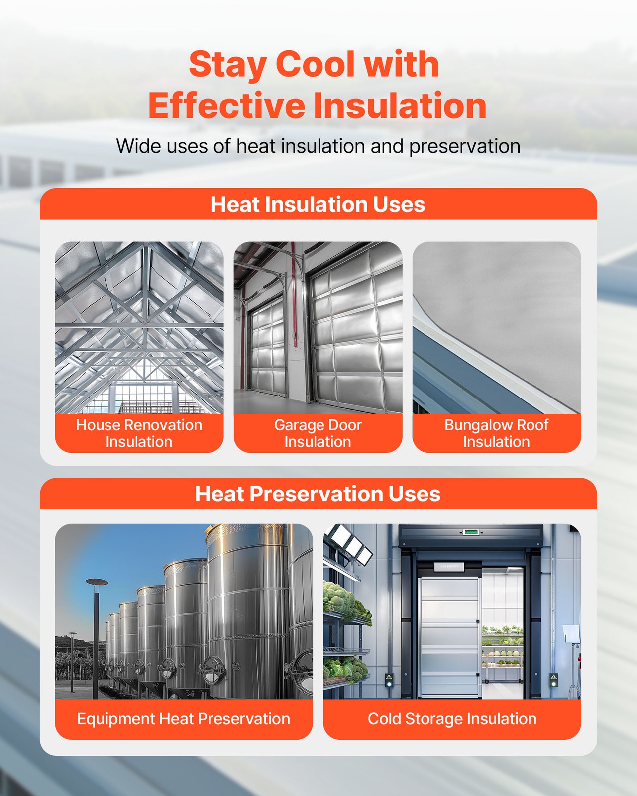VEVOR Double Reflective Insulation Roll Woven Cloth Radiant Barrier 48in x 125ft