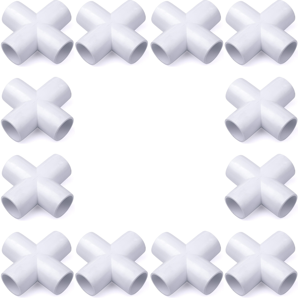 12-Pack 3/4 in. 4-Way PVC Cross ASTM SCH40 Furniture-Grade Fittings