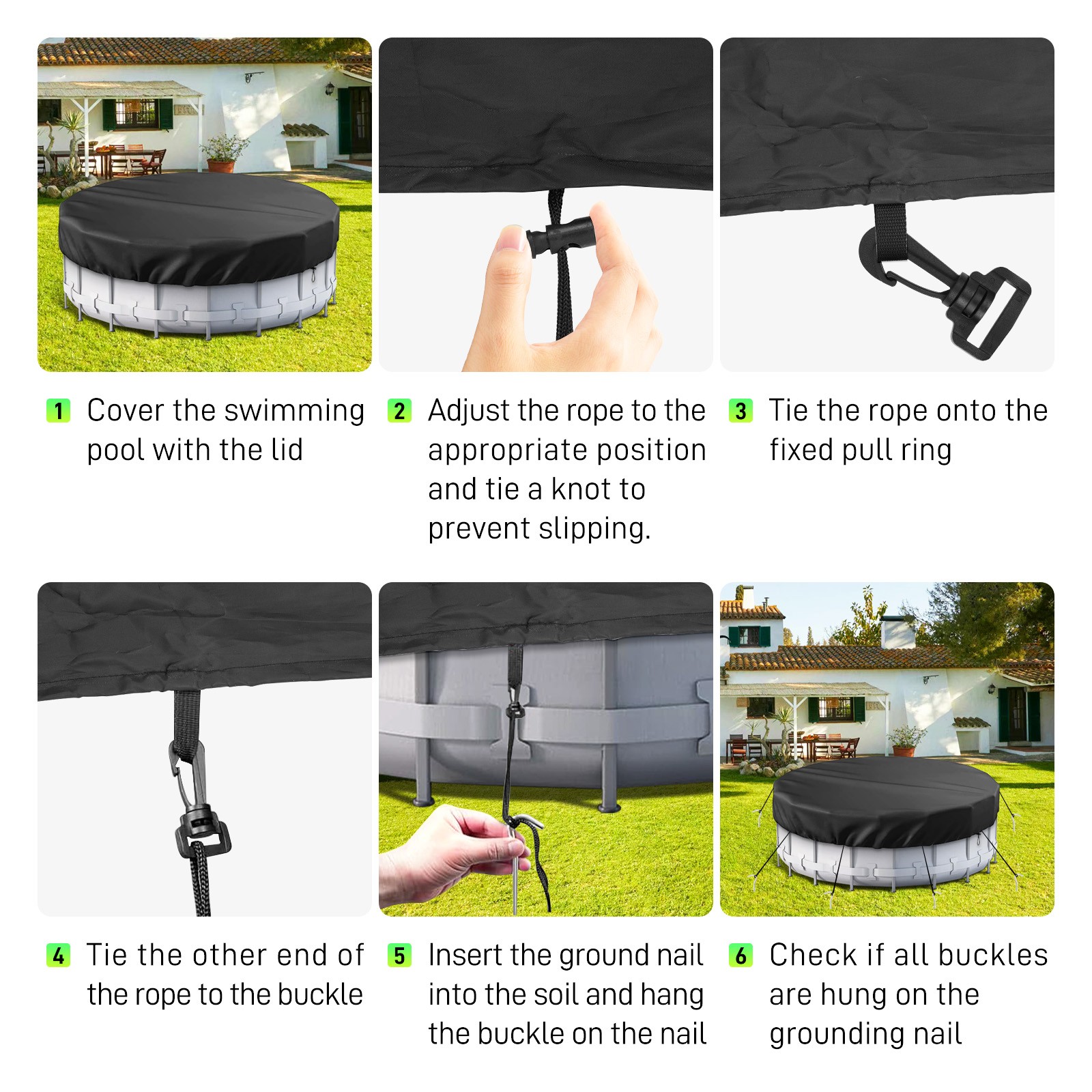 High quality fabrics Circular Pool Cover with Accessories For Household Outdoor