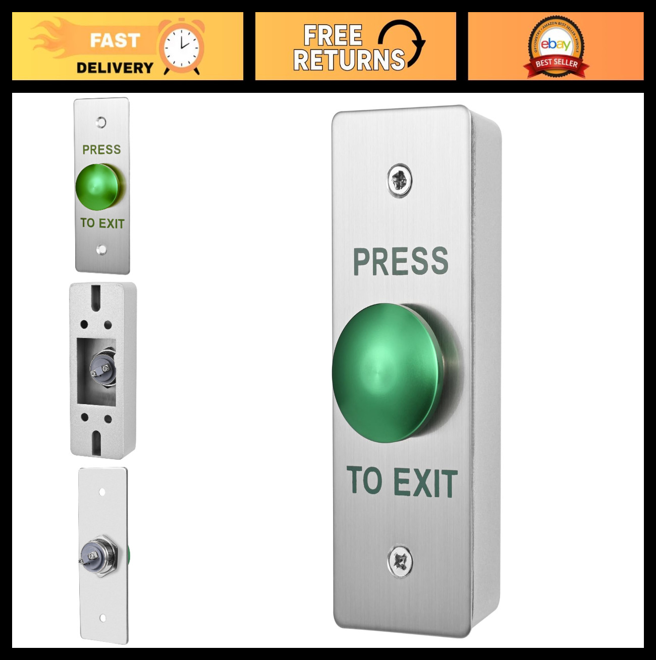Waterproof Push to Exit Button for Door Access Control – Stainless Steel, Big Pr