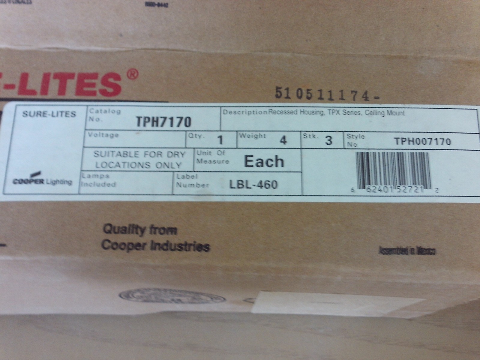 Cooper Lighting Sure Lites TPH7170 exit sign #1B-1144-D10
