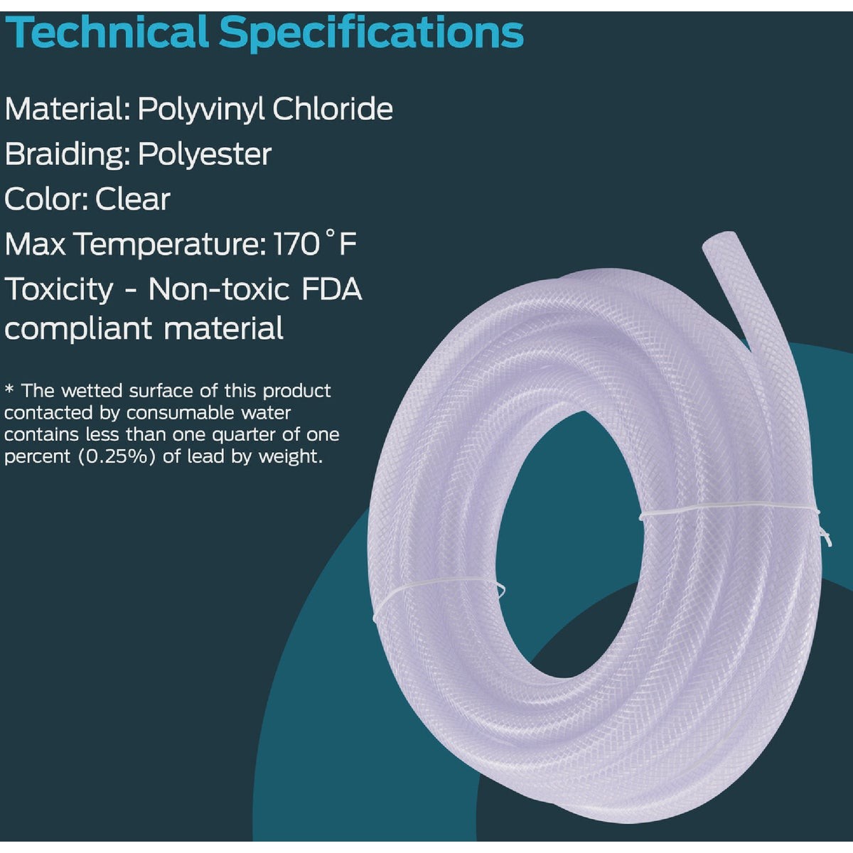Eastman EZ-Flo 20 Ft. Braided Vinyl Tubing 1/2 In. ID x 3/4 In. OD 98628 Eastman