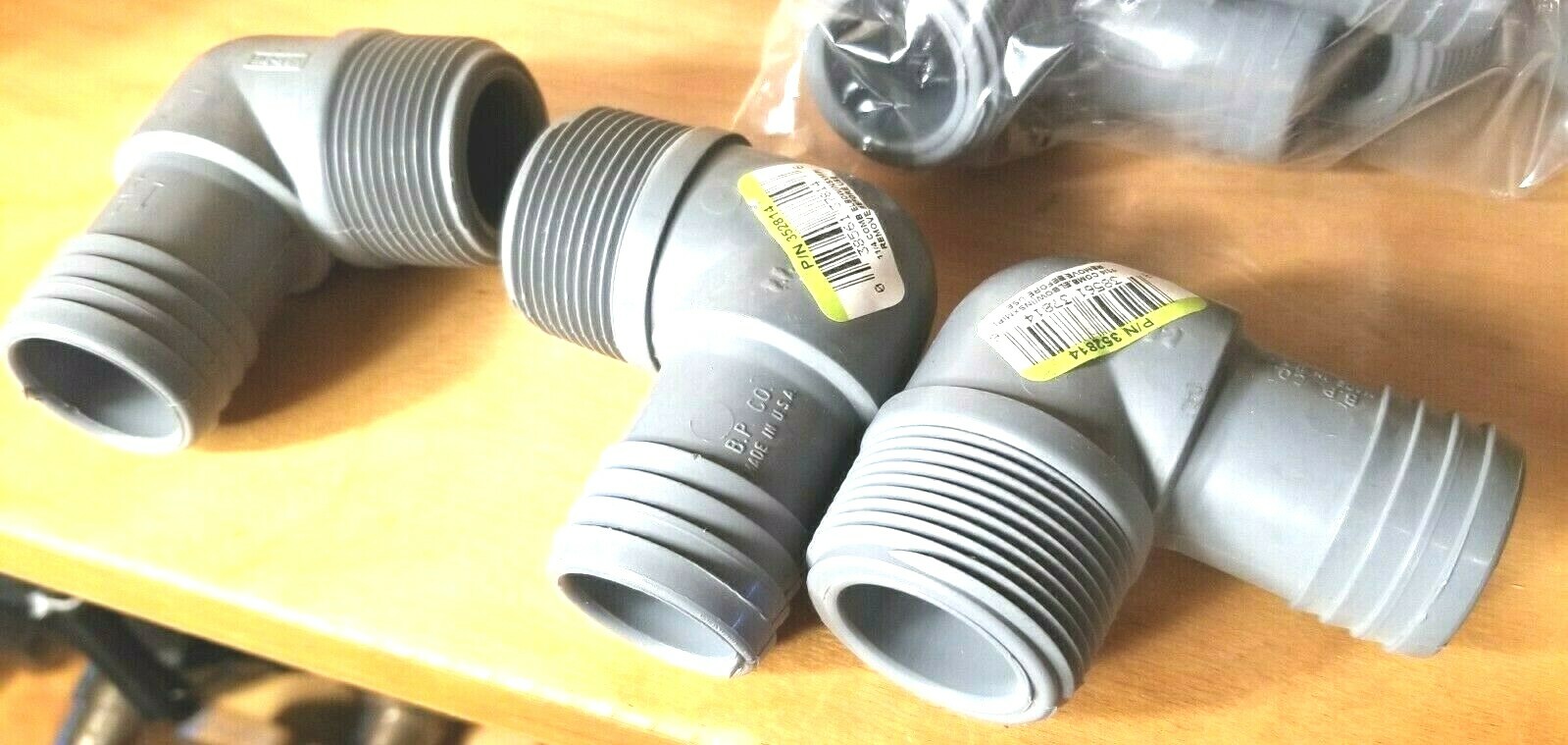 Qty-3 Genova UPPME-12 Insert Elbow, 1-1/4 in Insert x MIP, 200 PSI MPT X BARB