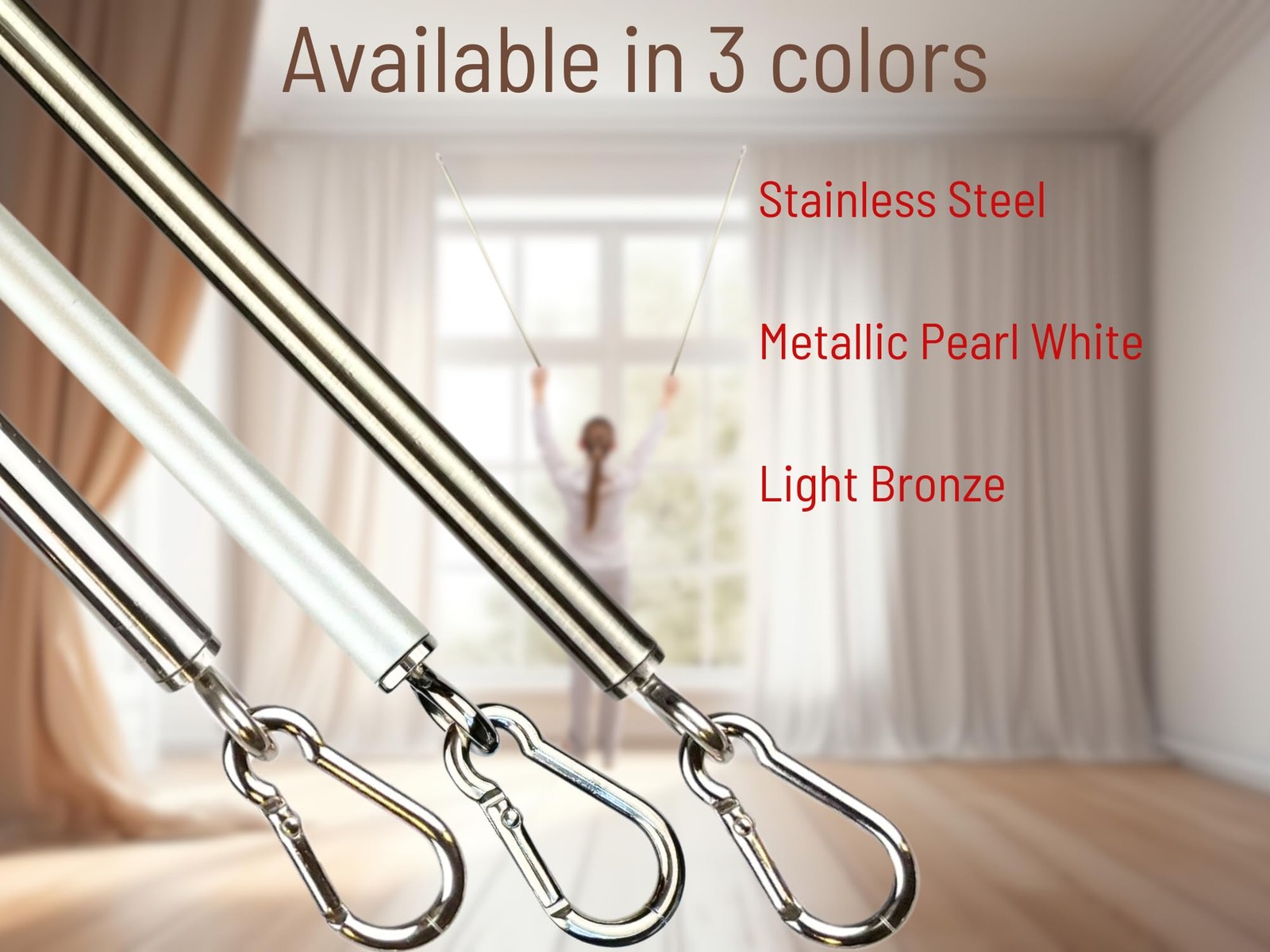 Ooowow 36 Inch 4 Pack Stainless Steel Iron Curtain Pull Wand – Drapery Pull Rod