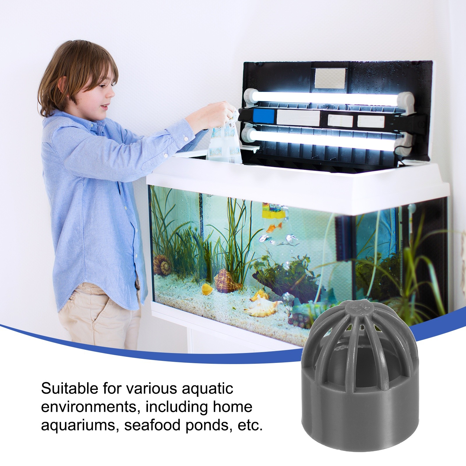 4Pcs 0.8 Inch (20mm) Fish Cover Permeable Cap Aquarium Guard Gray