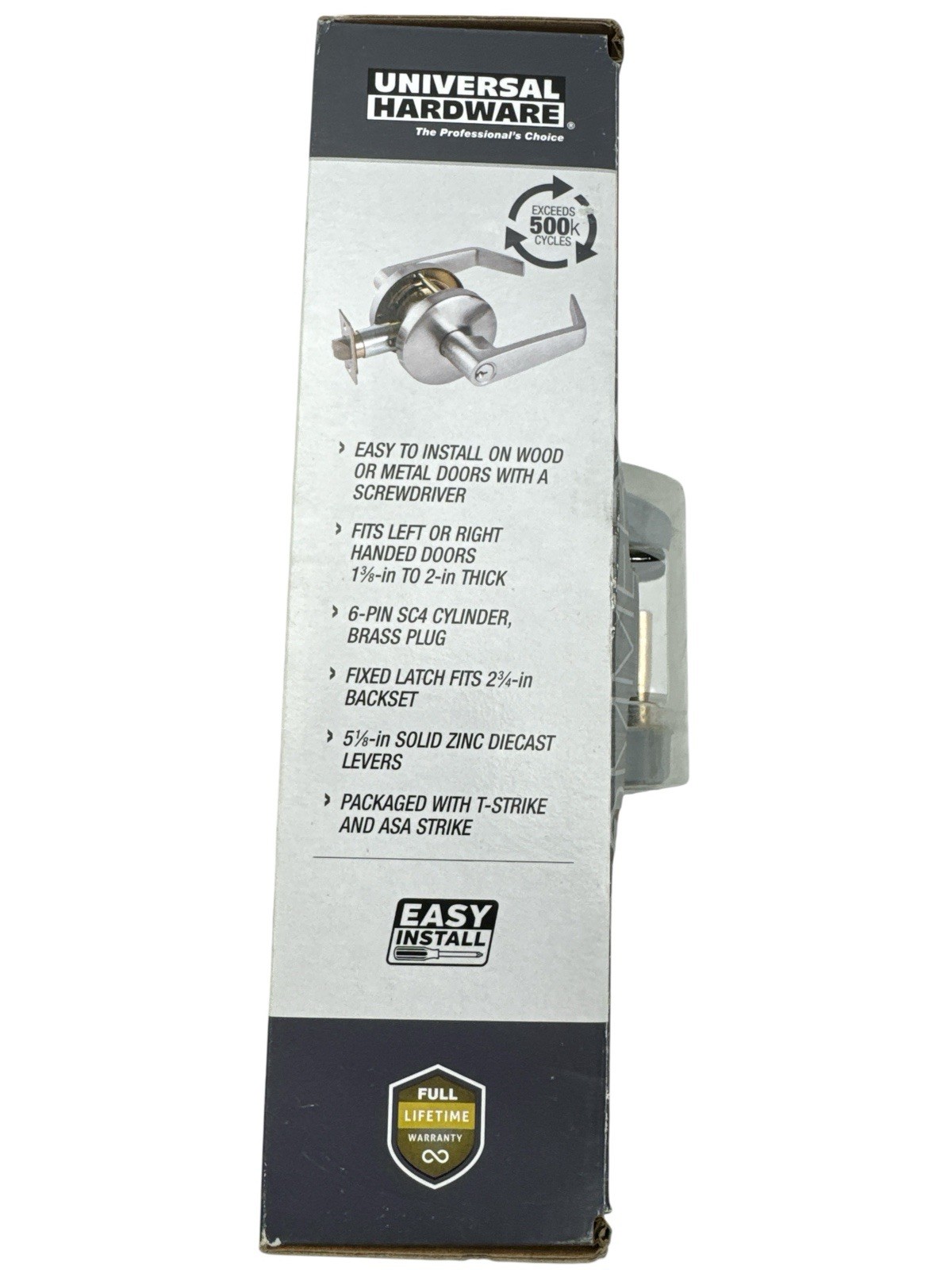 Commercial Flat Lever Keyed Entry Satin Chrome UH40019 Universal Hardware (OB)