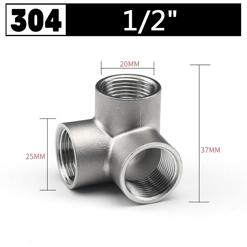 304 Stainless Steel 3-Way Elbow Plumbing Fitting Pipe Tee Connector Threaded