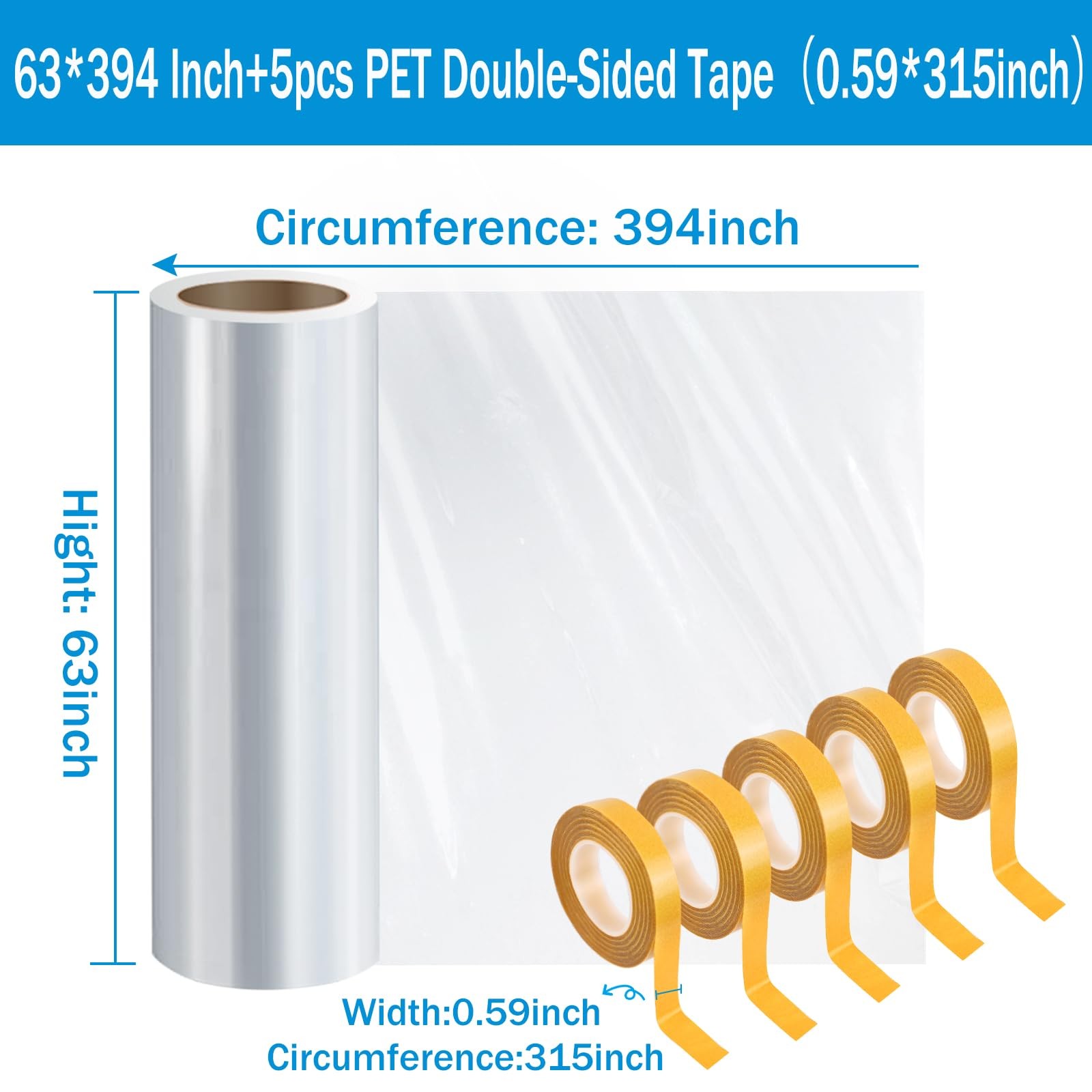 Window Insulation Kit, 63 X 394 Inch Plastic Window Covering for Winter, Wind