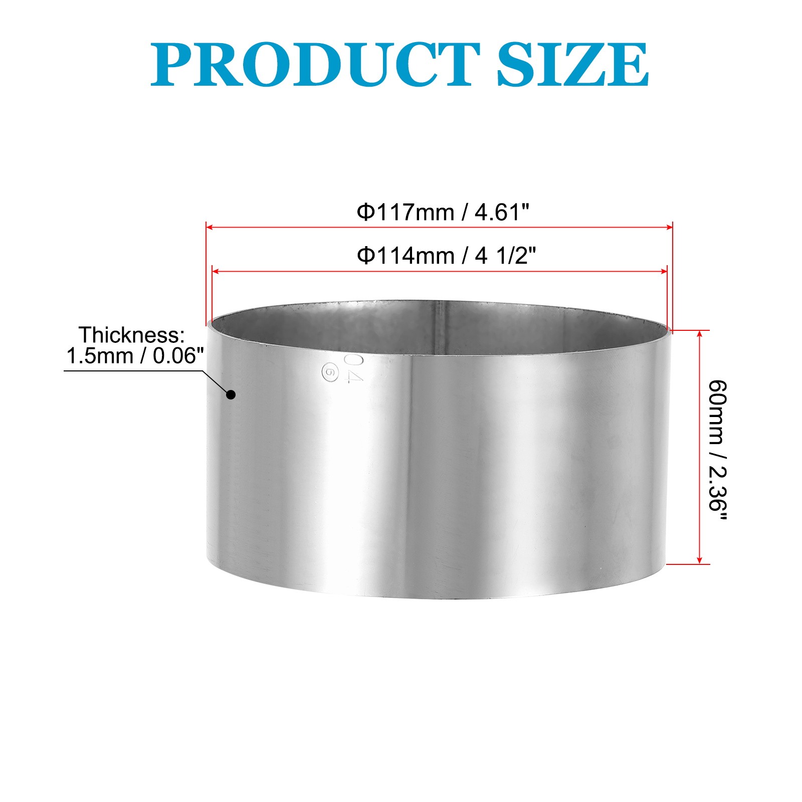 4 1/2″ (114mm) ID Pipe Fitting 304 Stainless Steel Coupling Connector 60mm