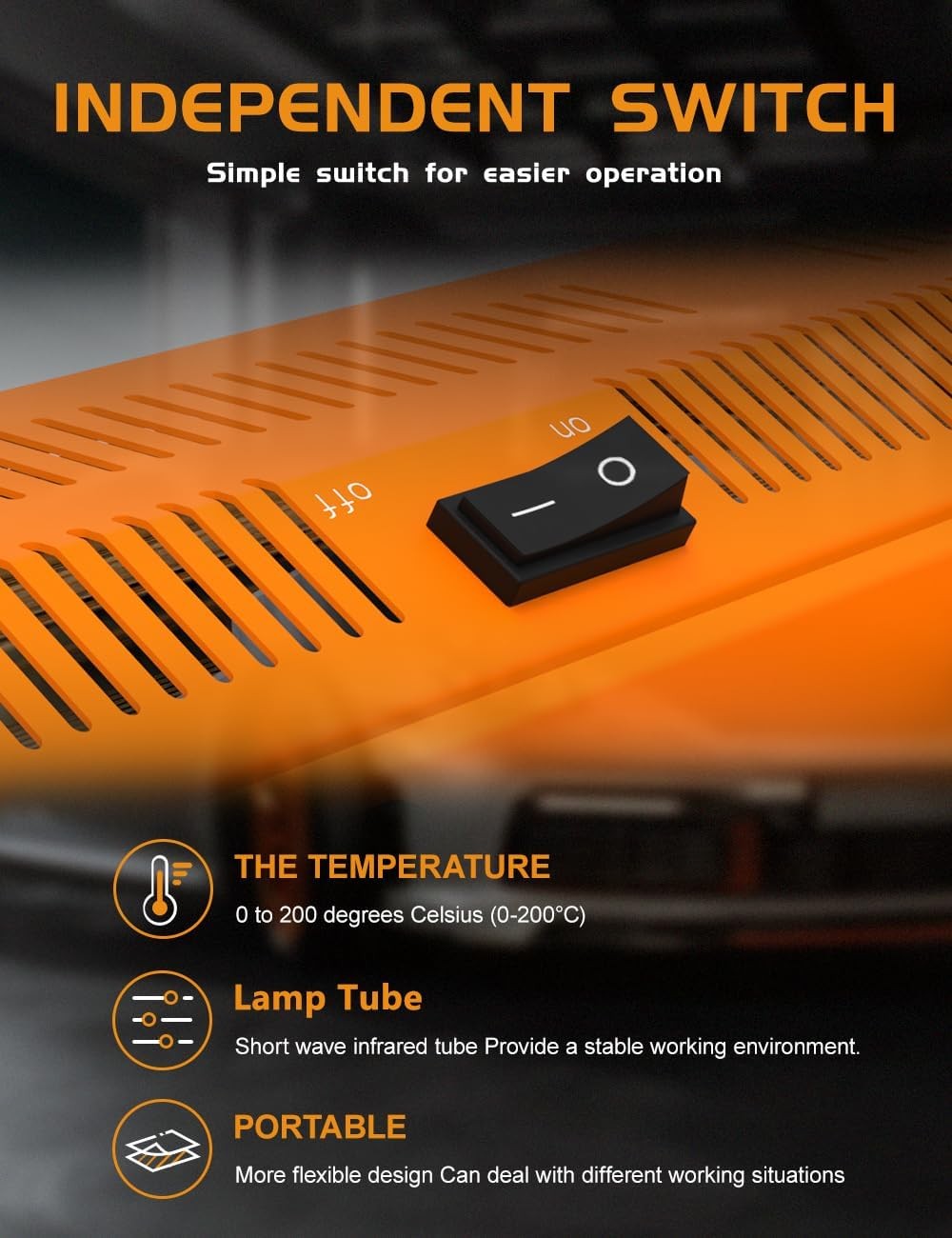 1000W Shortwave Infrared Paint Curing Lamp 110V