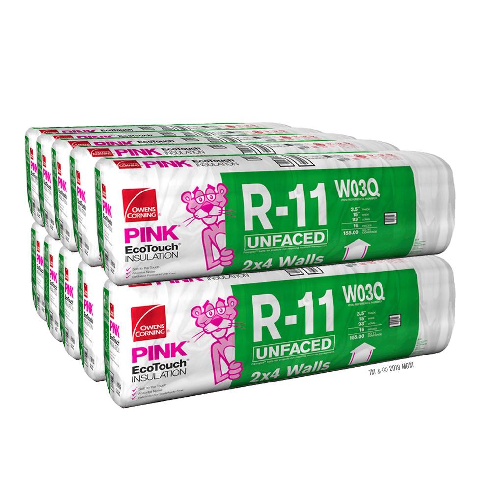 Owens Corning 1550 SQFT 10 bags of R11 Unfaced 15 x 93 Fiberglass Fits 2X4