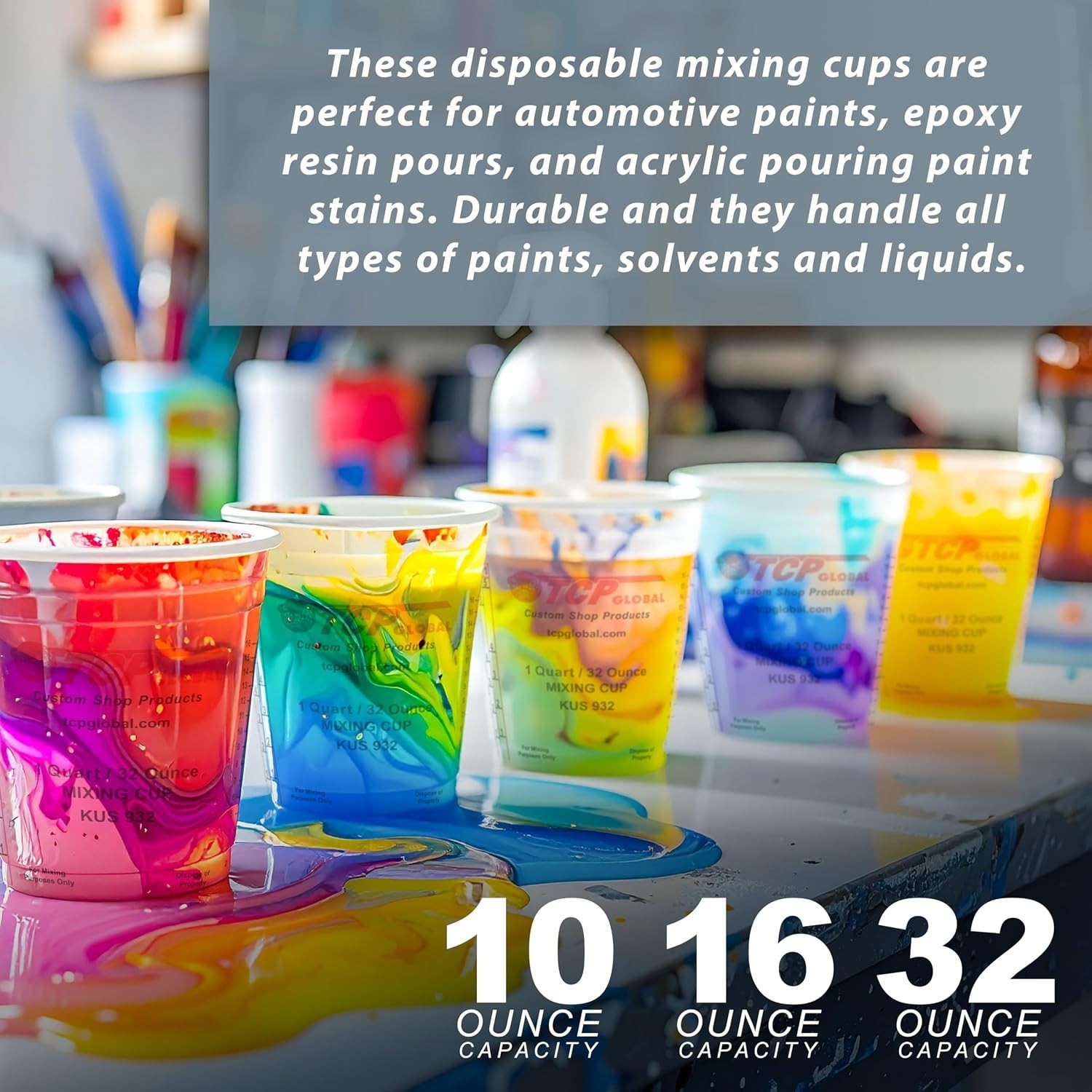 Professional Paint Mixing Kit – 12 Reusable Cups with Accessories for Art & Auto