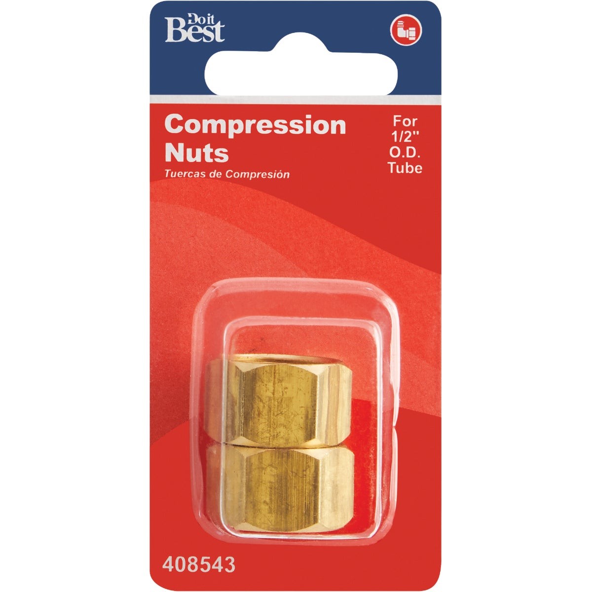 Do it 1/2 In. OD Brass Compression Nut (2-Pack) 408543 SIM Supply, Inc. 408543