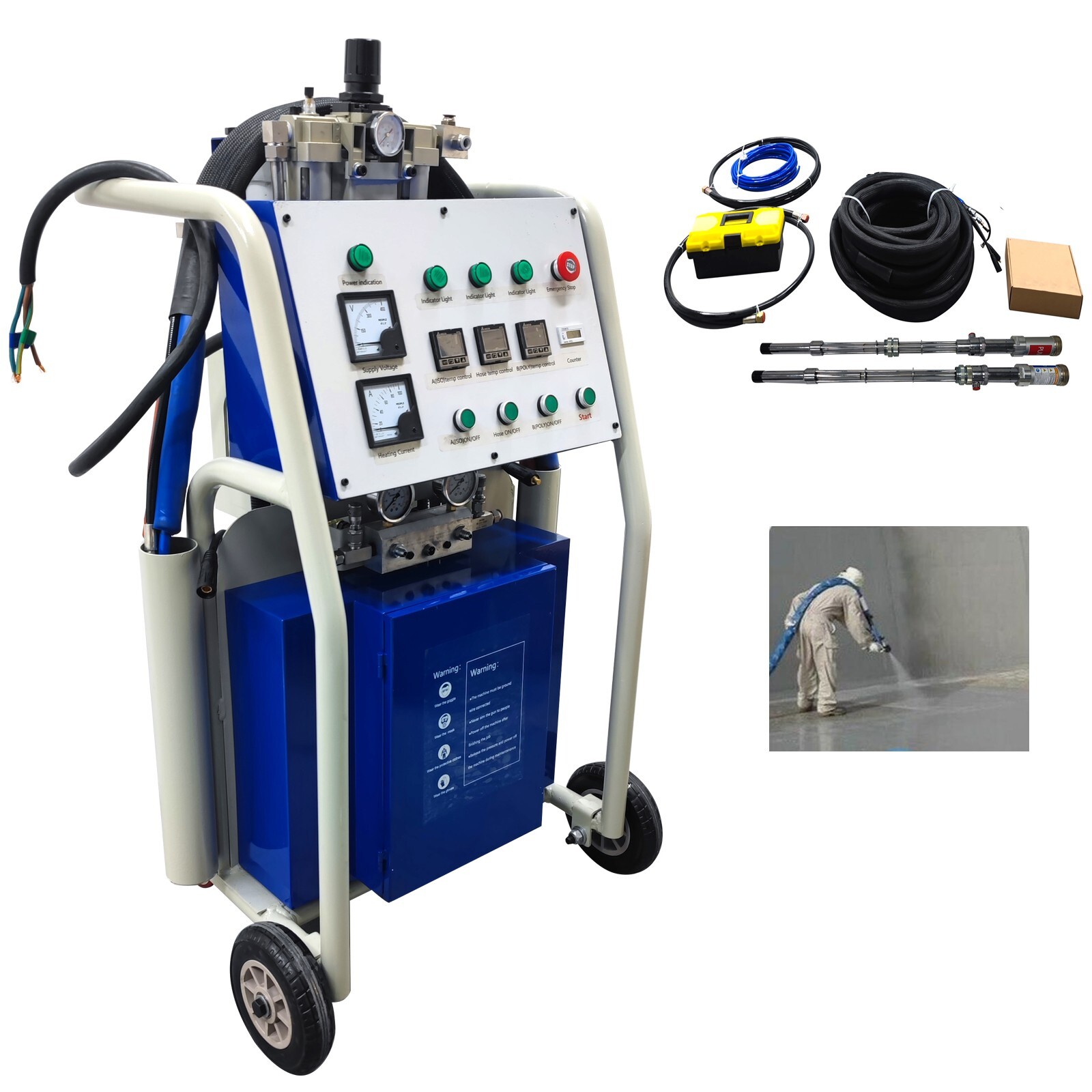 Polyurea Polyurethane Foam Spray Insulation Machine 1:1 High Power 2-12 kg/min