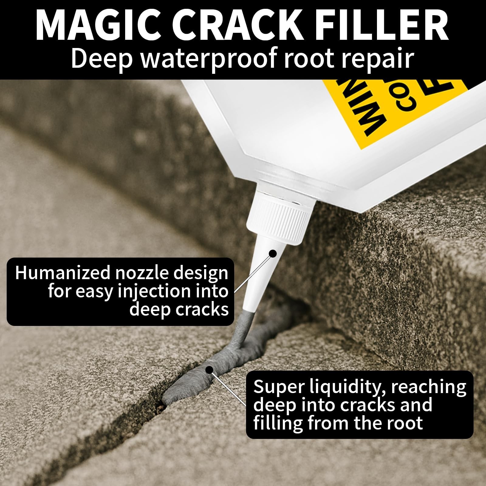 Concrete Crack Filler, 18oz High Elasticity Self Leveling Cement Crack Repair…