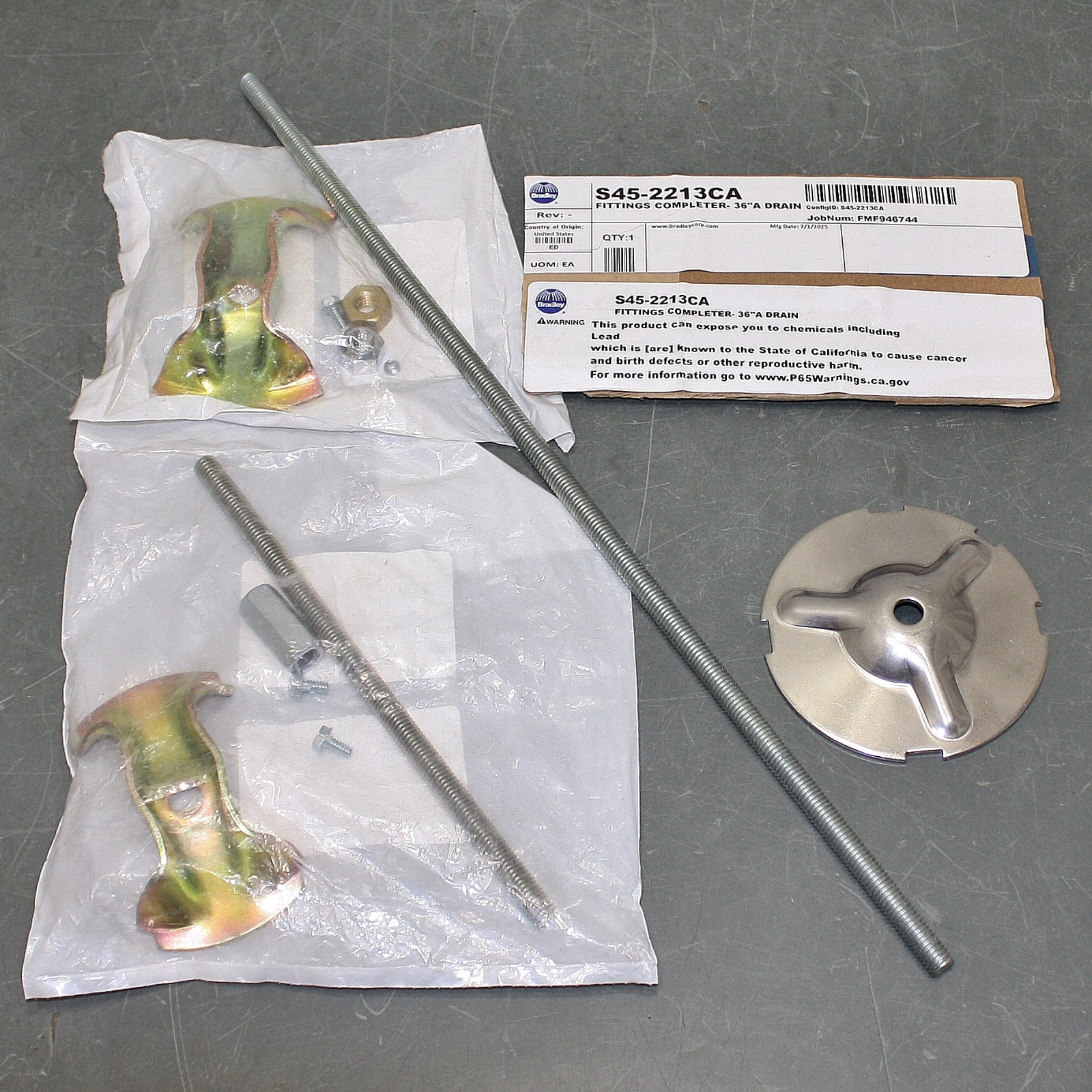 Bradley Fittings Completer 36″ A Drain Kit S45-2213CA, Plumbing Fixture