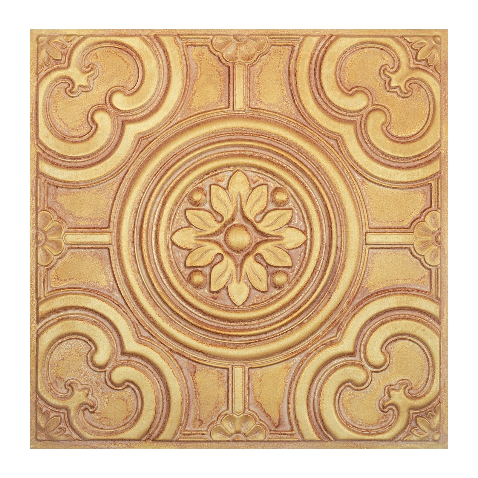 Faux Painting Ceiling Tiles PVC Tin Wall Panels PL50 Vintage brown gold 10pcs