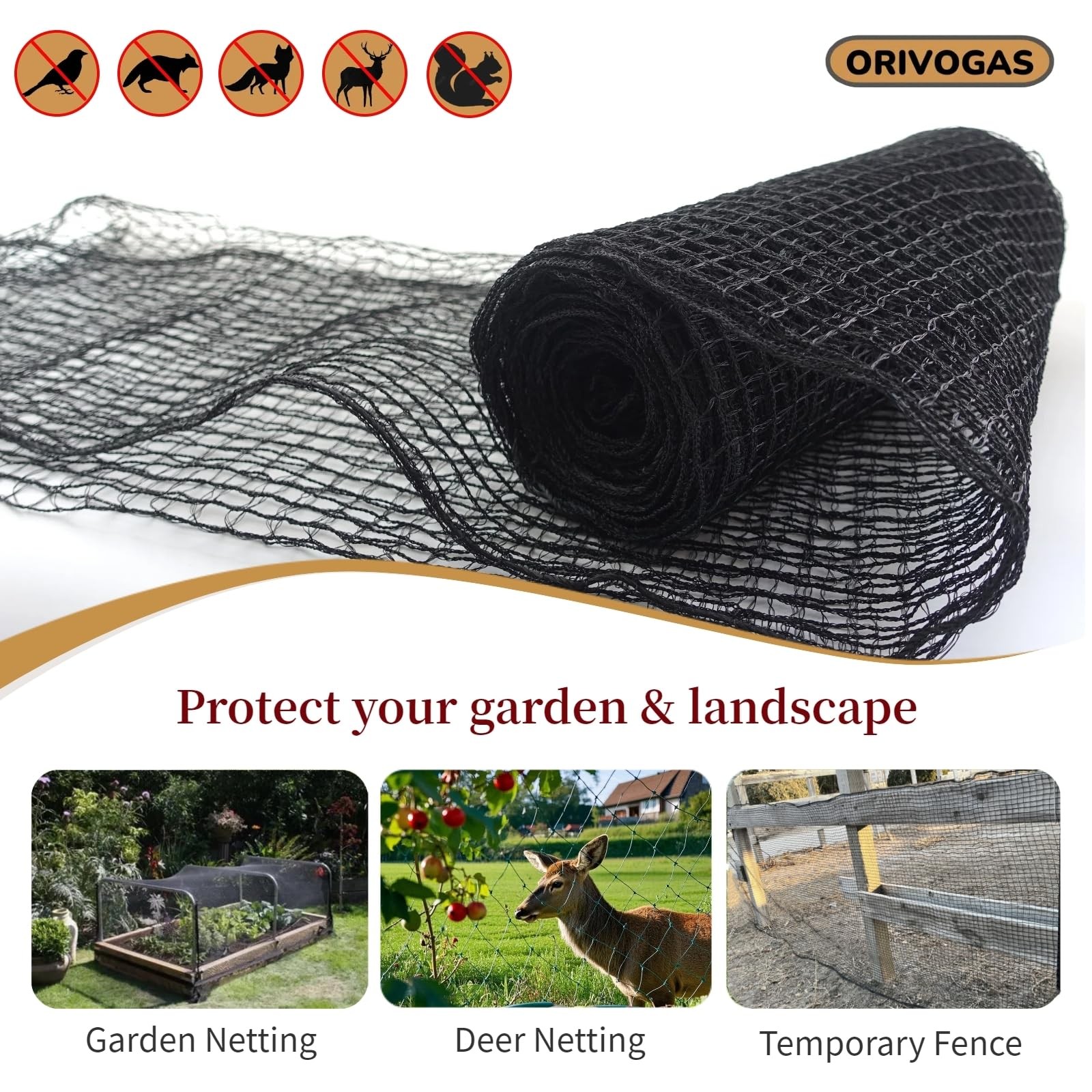 ORIVOGAS Plastic Mesh Fence Deer Fencing 4x75ft,Reinforced 4ft*75ft, Black