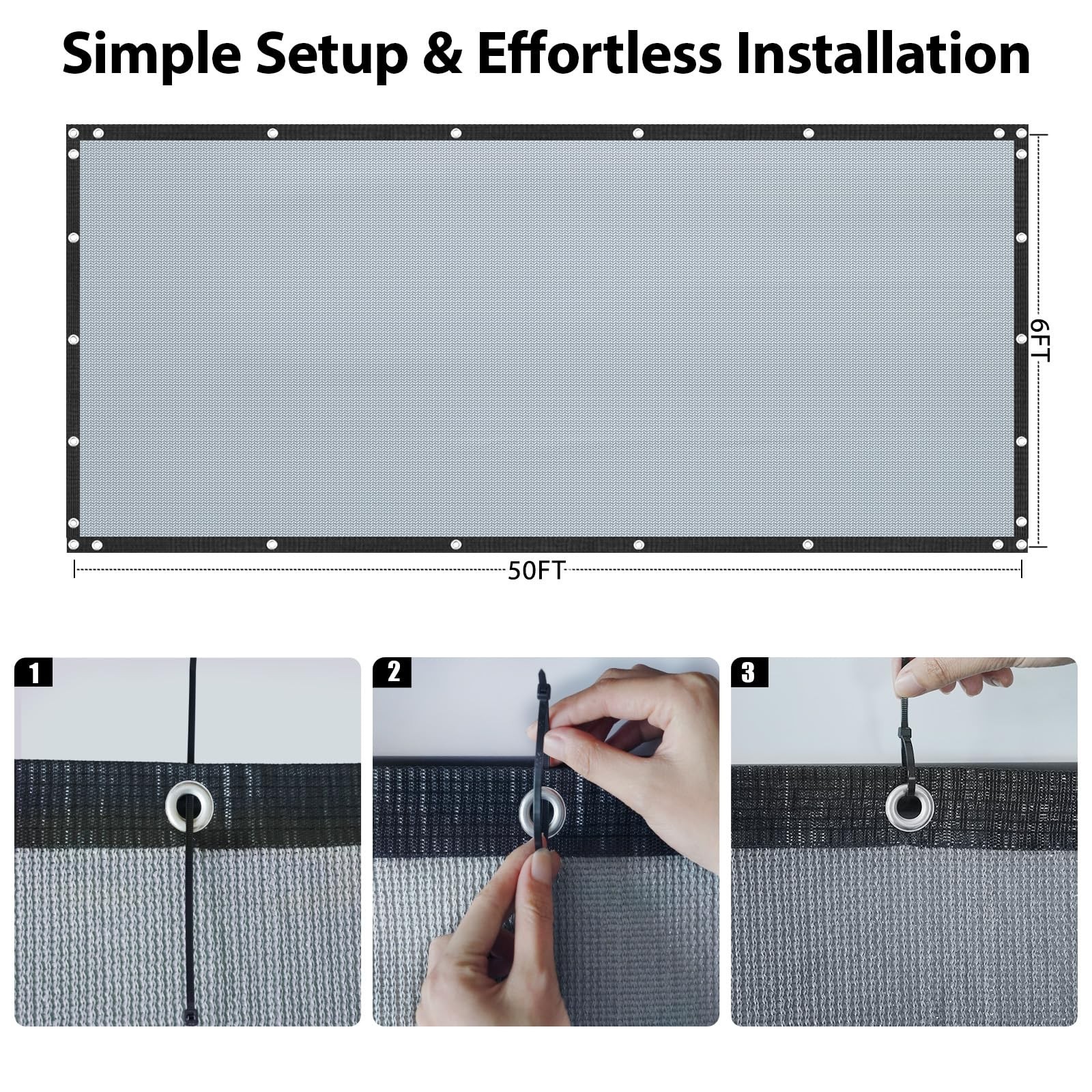 6FT X 50FT Privacy Fence Screen Heavy Duty 180 GSM Outdoor Privacy Screen Win…