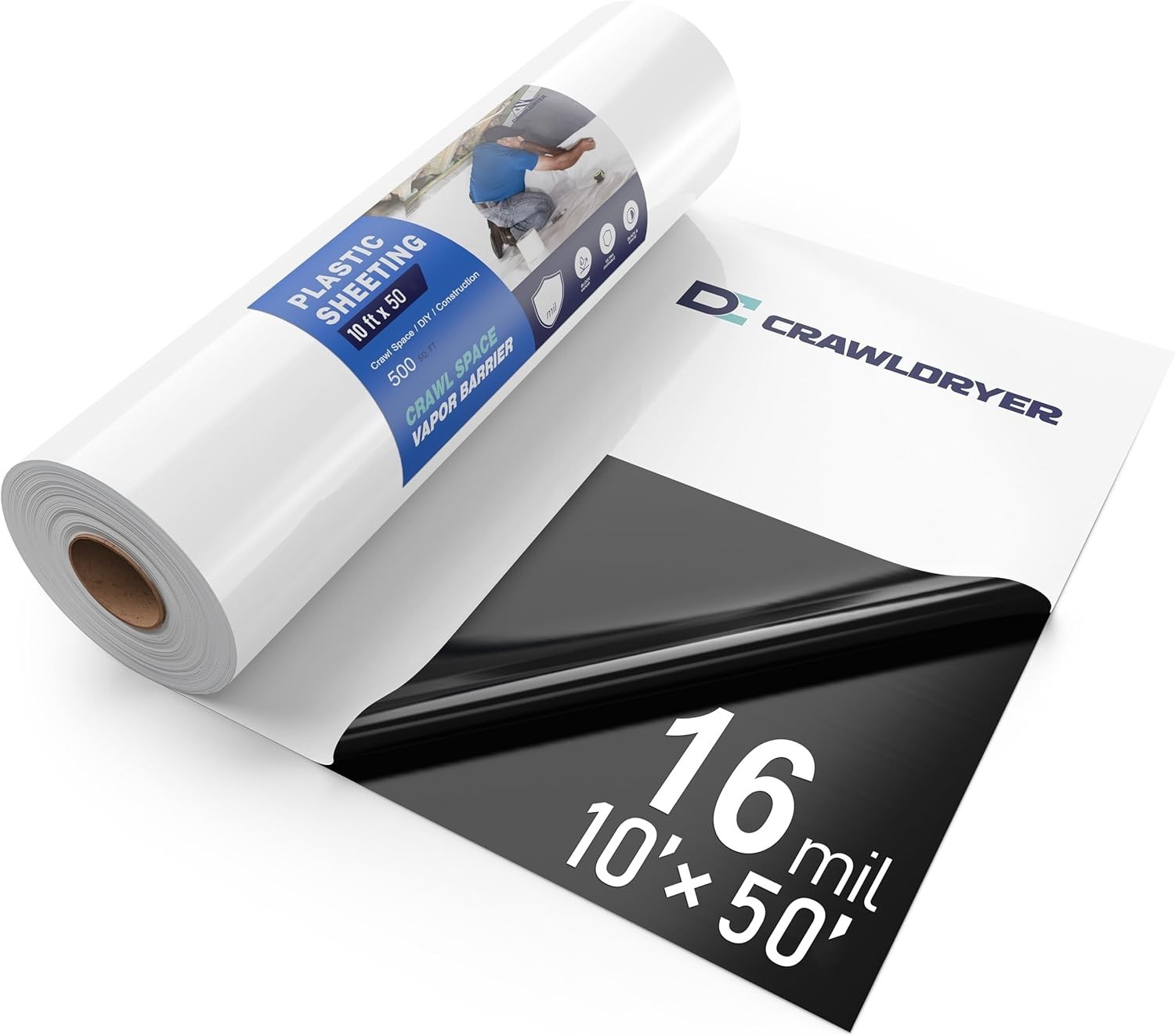 Crawl Space Vapor Barrier – 16 Mil 10′ X 50′, Concrete Vapor Barrier, Vapor Barr