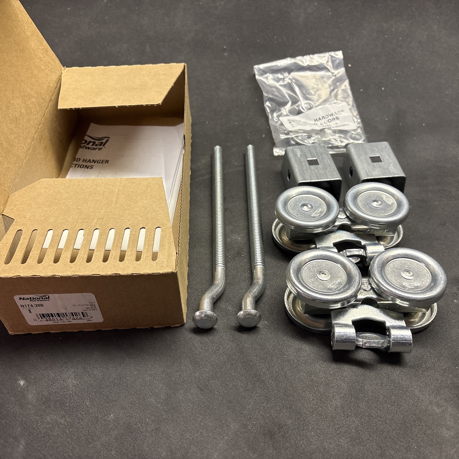 National Hardware N174-268 Box Rail Hanger 9″ Bolt Zinc Plated Set Trolly Hanger