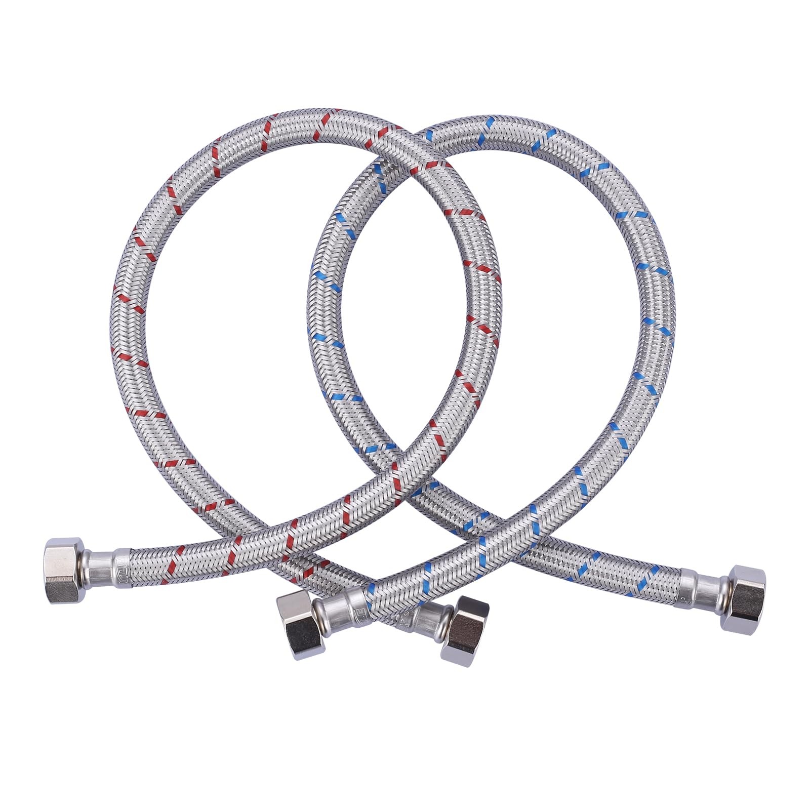 12 Inch Length Faucet Hose 1/2” To 1/2”, Braided Stainless Steel Cupc Supply
