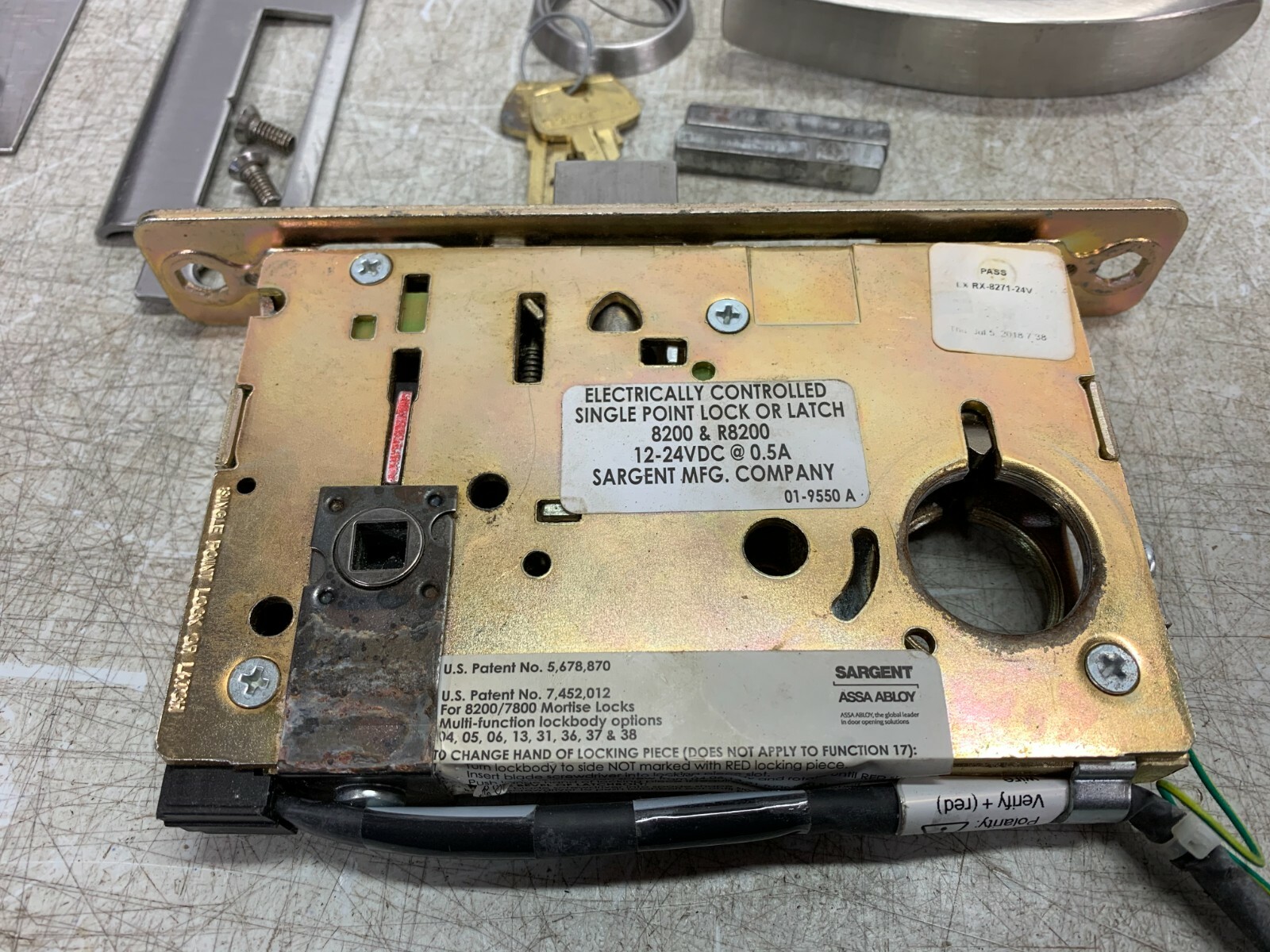 ASSA ABLOY Sargent 8271 Electric Mortise Lock Fail Secure 24Vdc Door Lever w/key