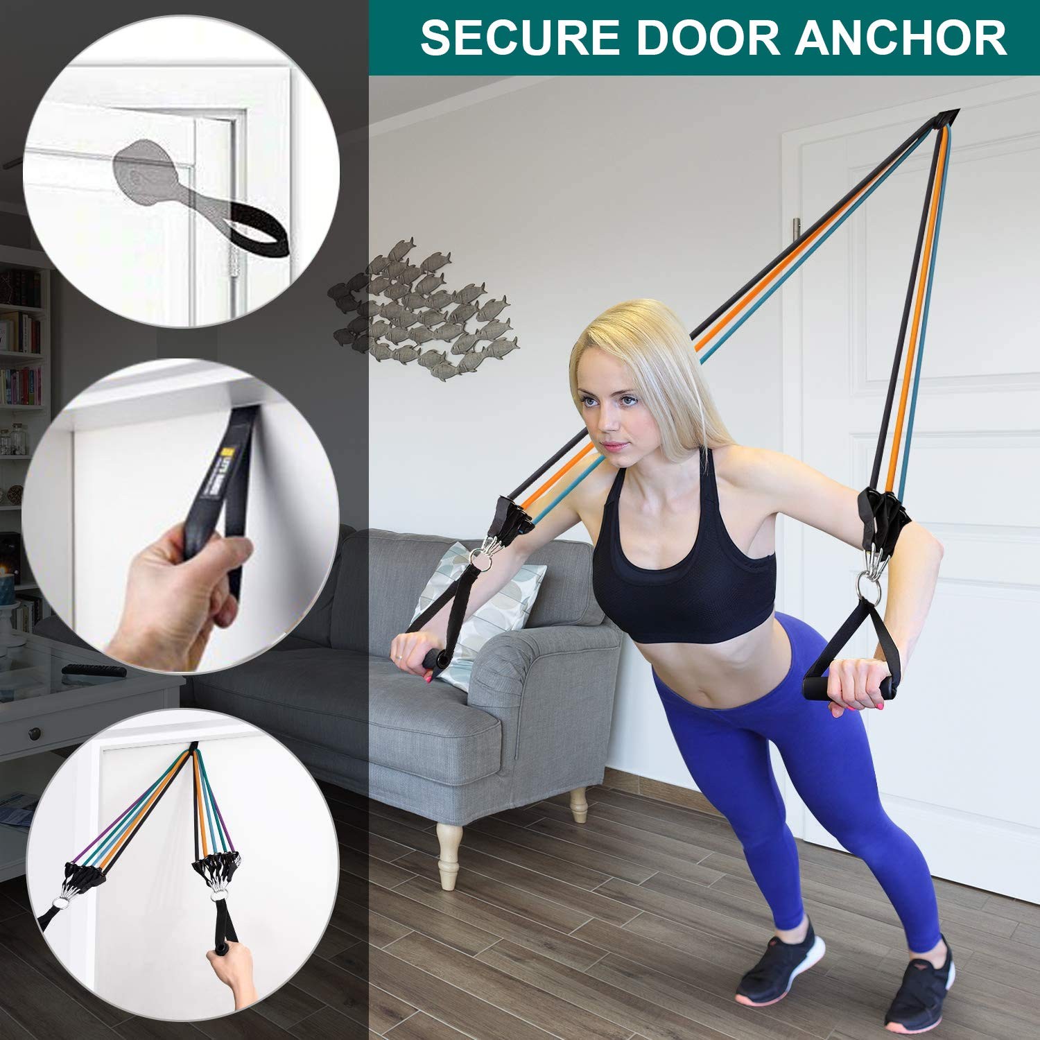 Resistance Bands Door Anchor Attachment Secure Heavy Black 1Pack